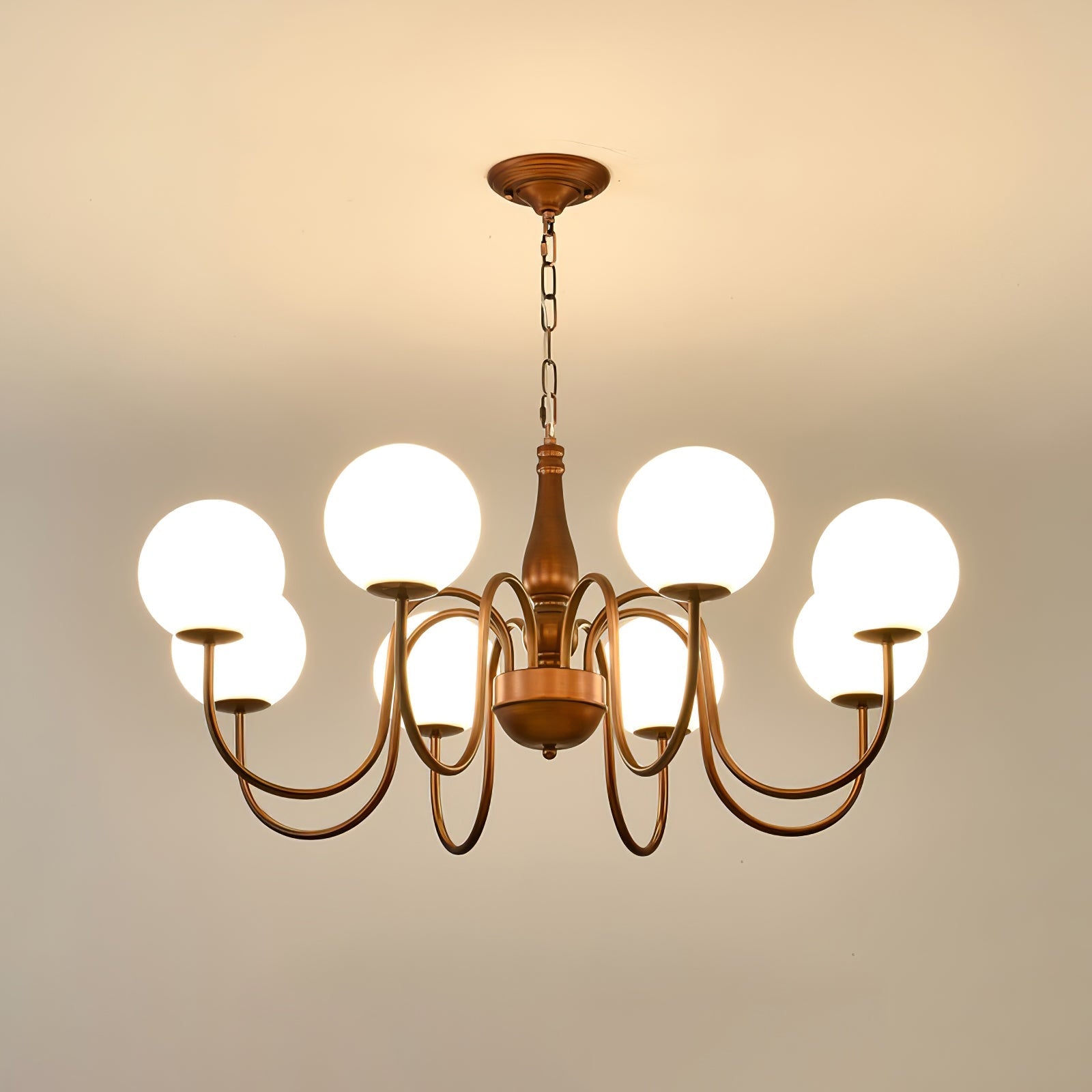 Grelor Chandelier Copper & Glass Grove Ball-Neutral Decor