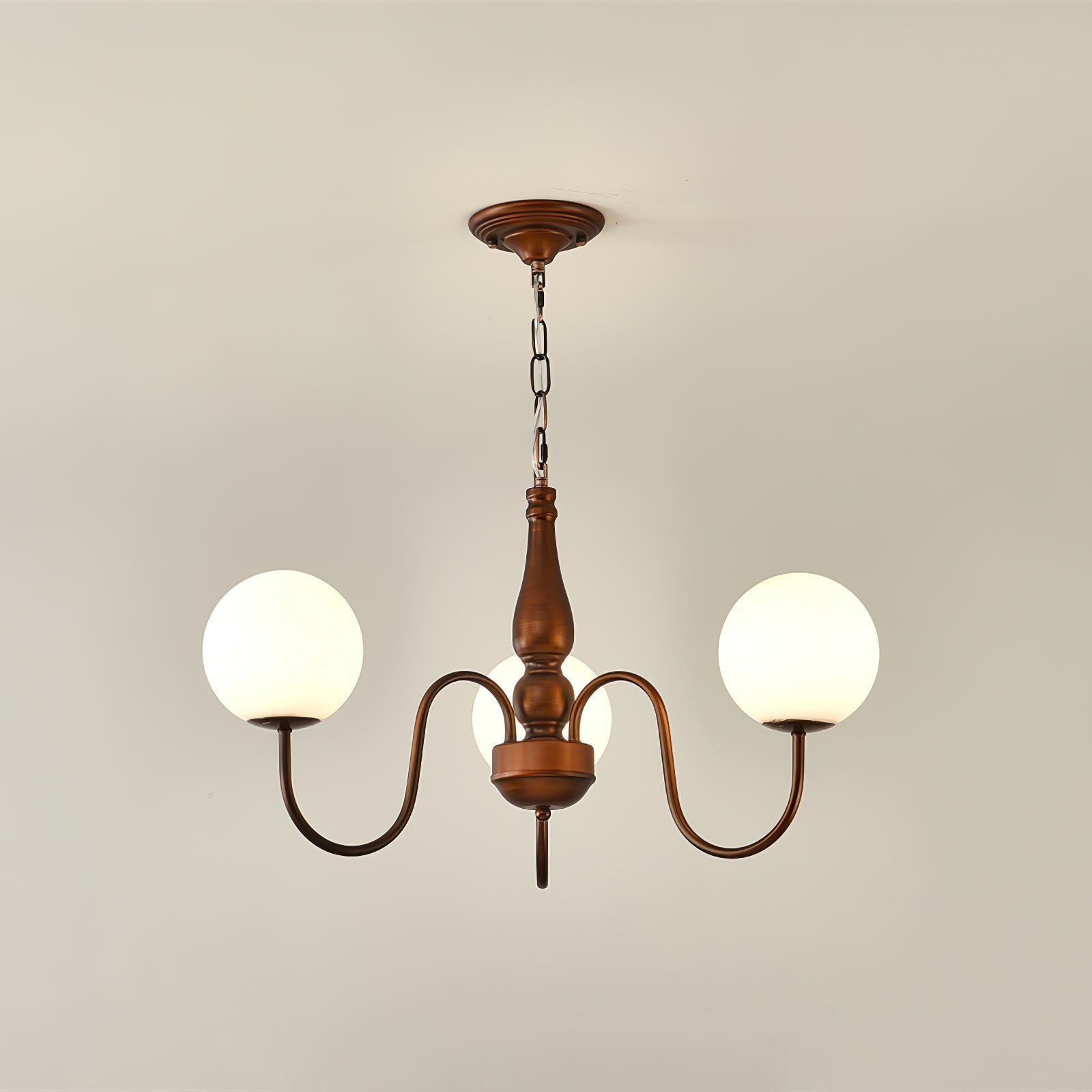 Grelor Chandelier Copper & Glass Grove Ball-Neutral Decor