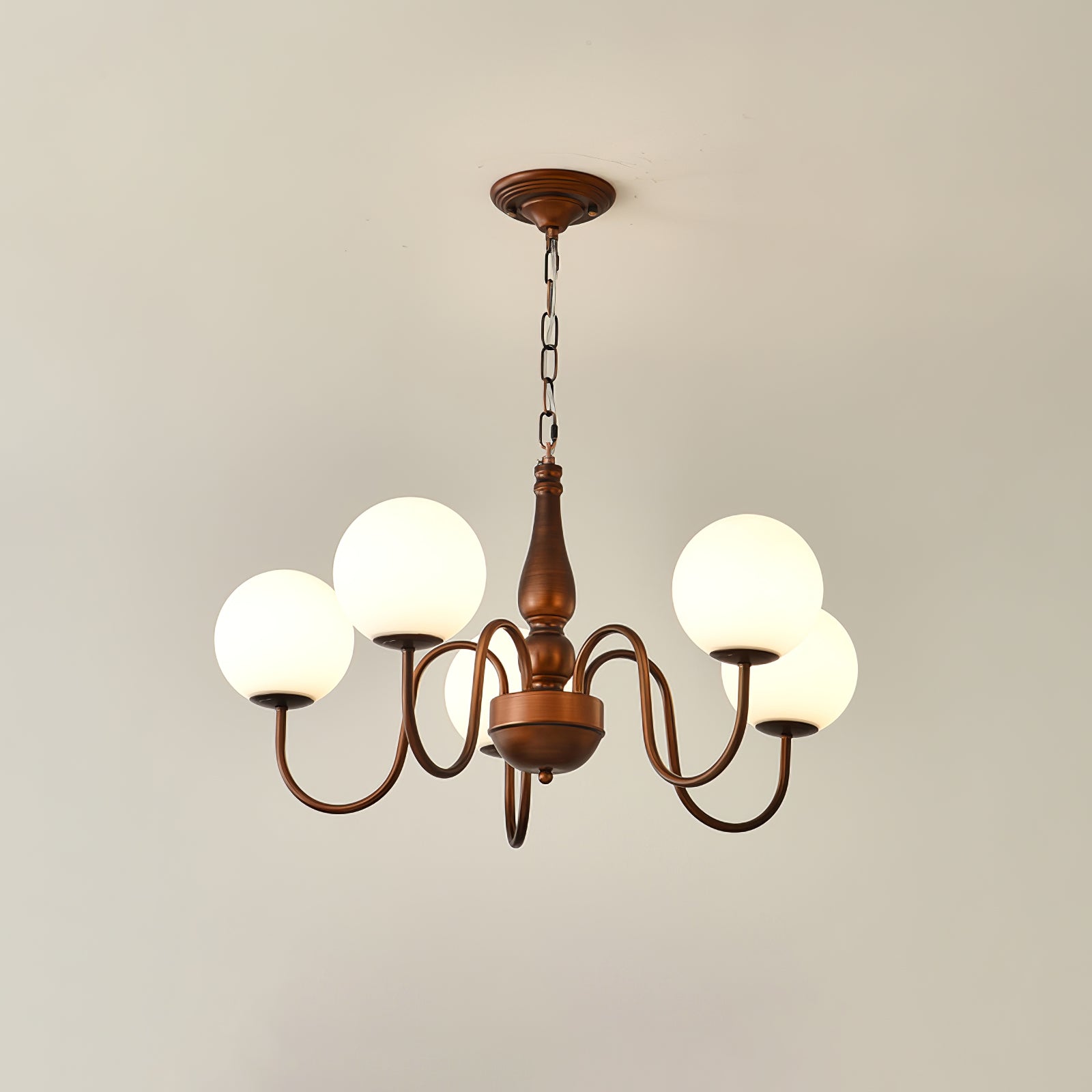 Grelor Chandelier Copper & Glass Grove Ball-Neutral Decor