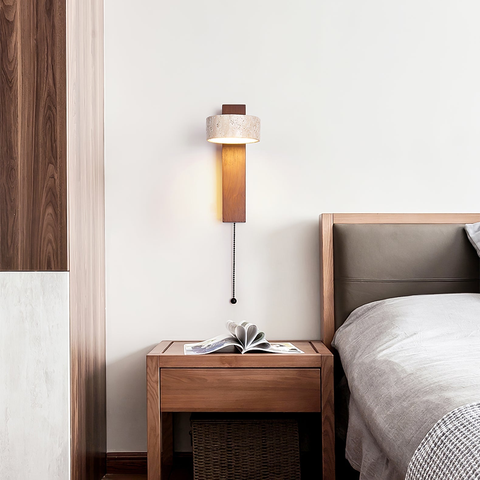 Crinel Cylinder-Stack Travertine Wall Light-Neutral Decor