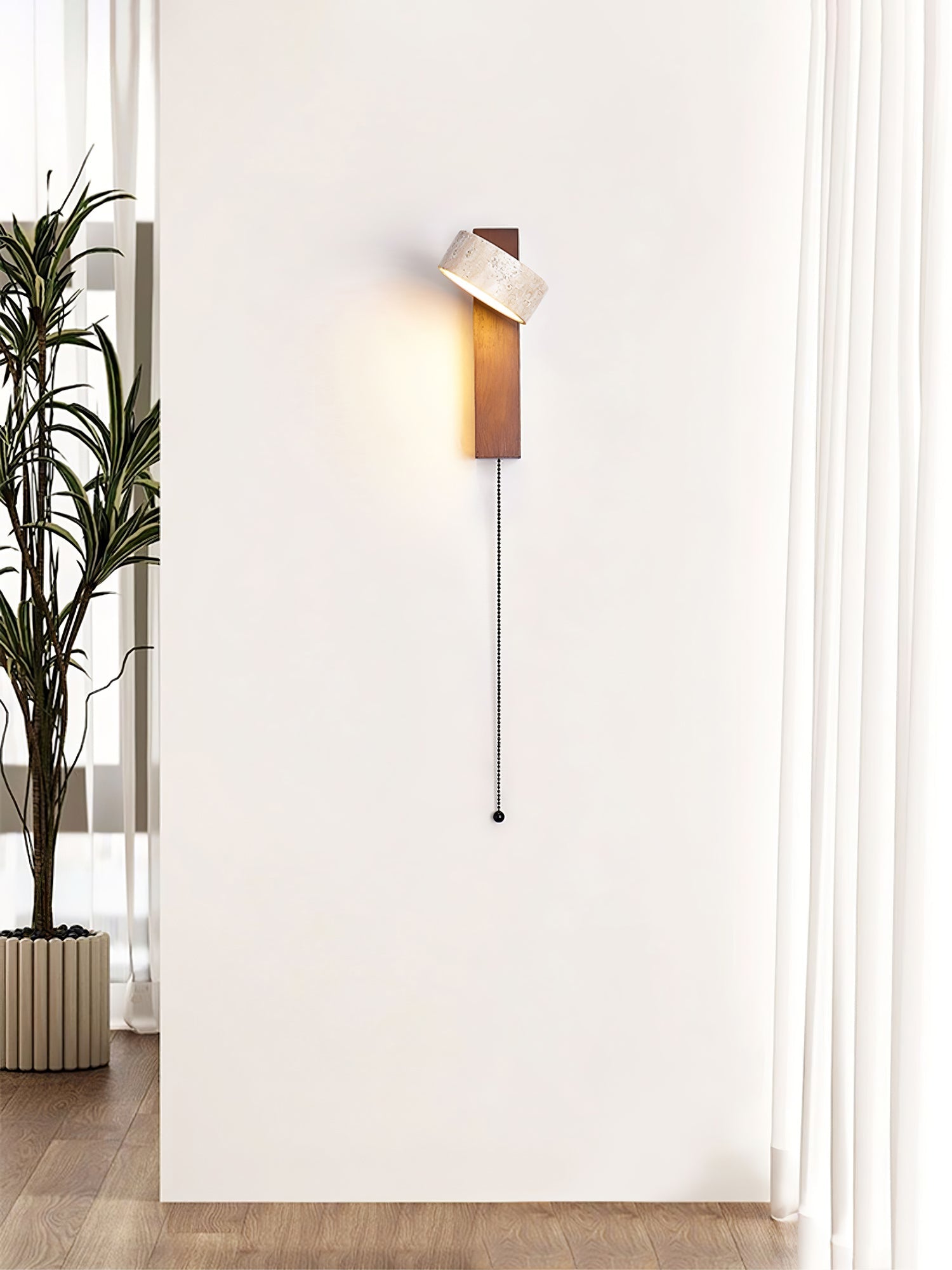 Crinel Cylinder-Stack Travertine Wall Light-Neutral Decor