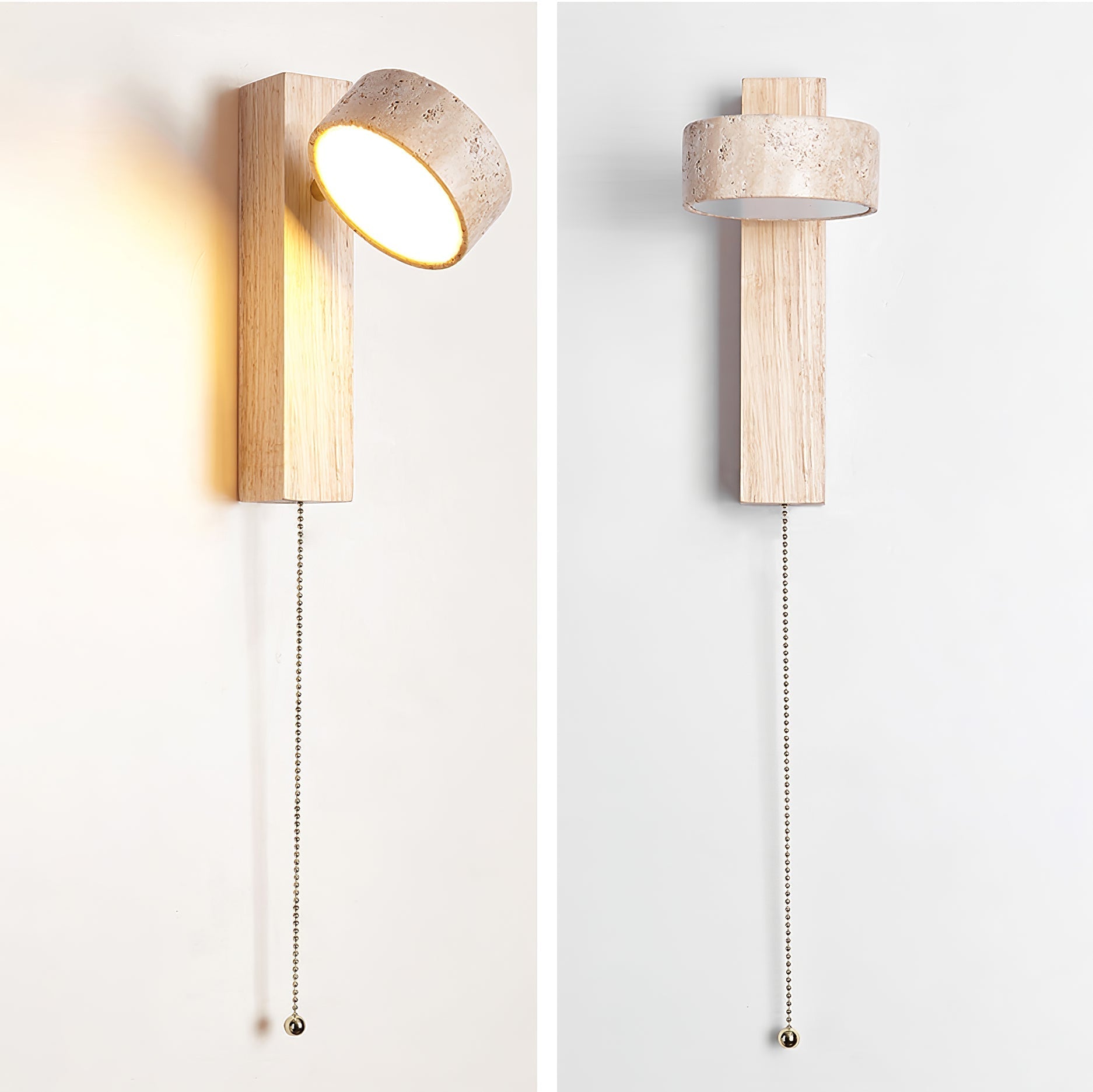 Crinel Cylinder-Stack Travertine Wall Light-Neutral Decor