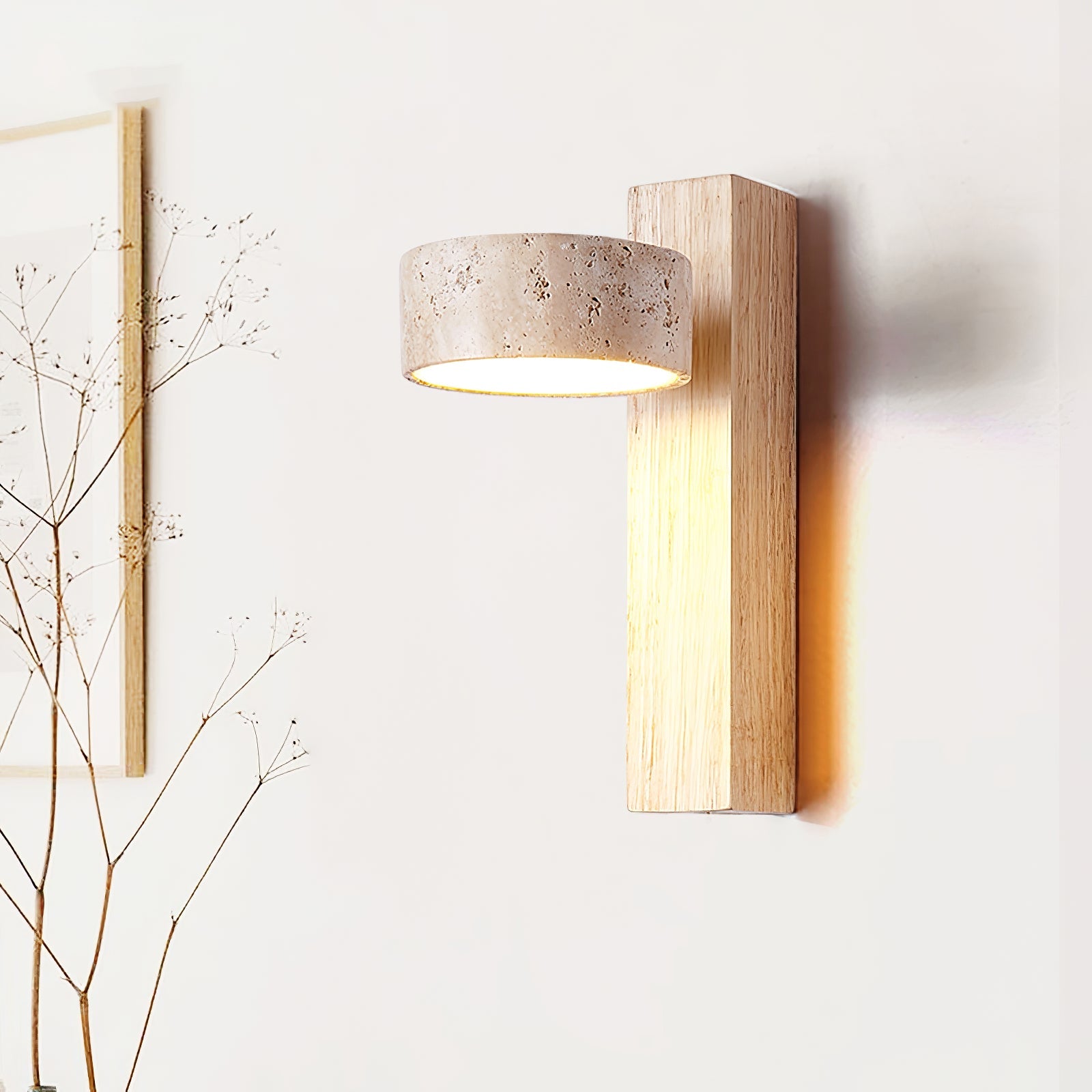 Crinel Cylinder-Stack Travertine Wall Light-Neutral Decor