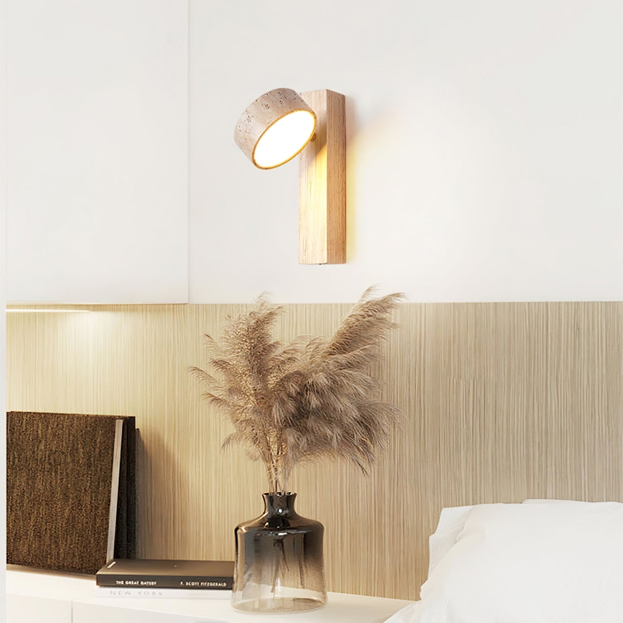 Crinel Cylinder-Stack Travertine Wall Light-Neutral Decor