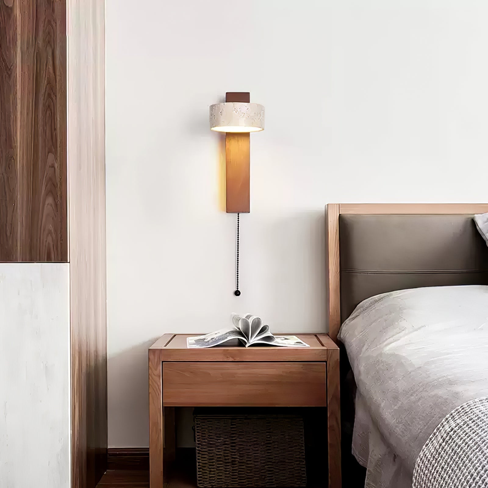 Crinel Cylinder-Stack Travertine Wall Light-Neutral Decor