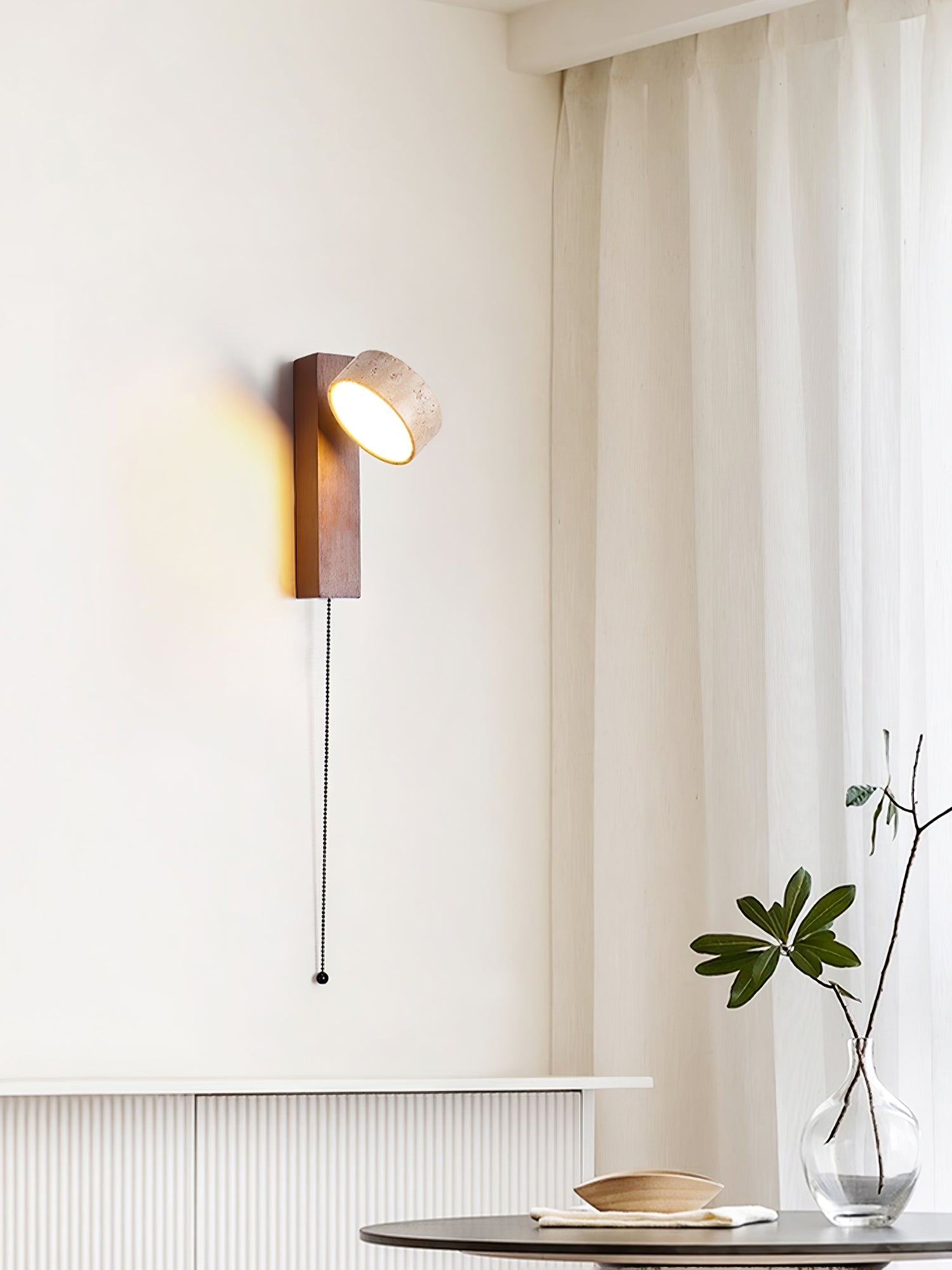 Crinel Cylinder-Stack Travertine Wall Light-Neutral Decor