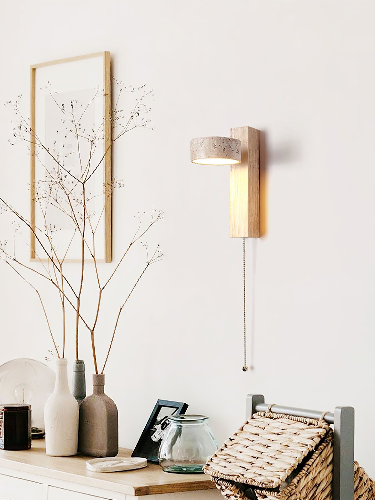 Crinel Cylinder-Stack Travertine Wall Light-Neutral Decor
