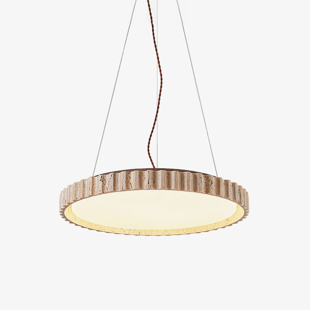 Elvenis Circular Travertine Pendant Light-Neutral Decor