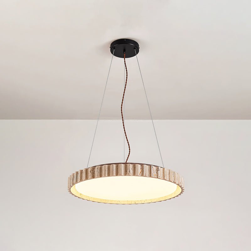Elvenis Circular Travertine Pendant Light-Neutral Decor