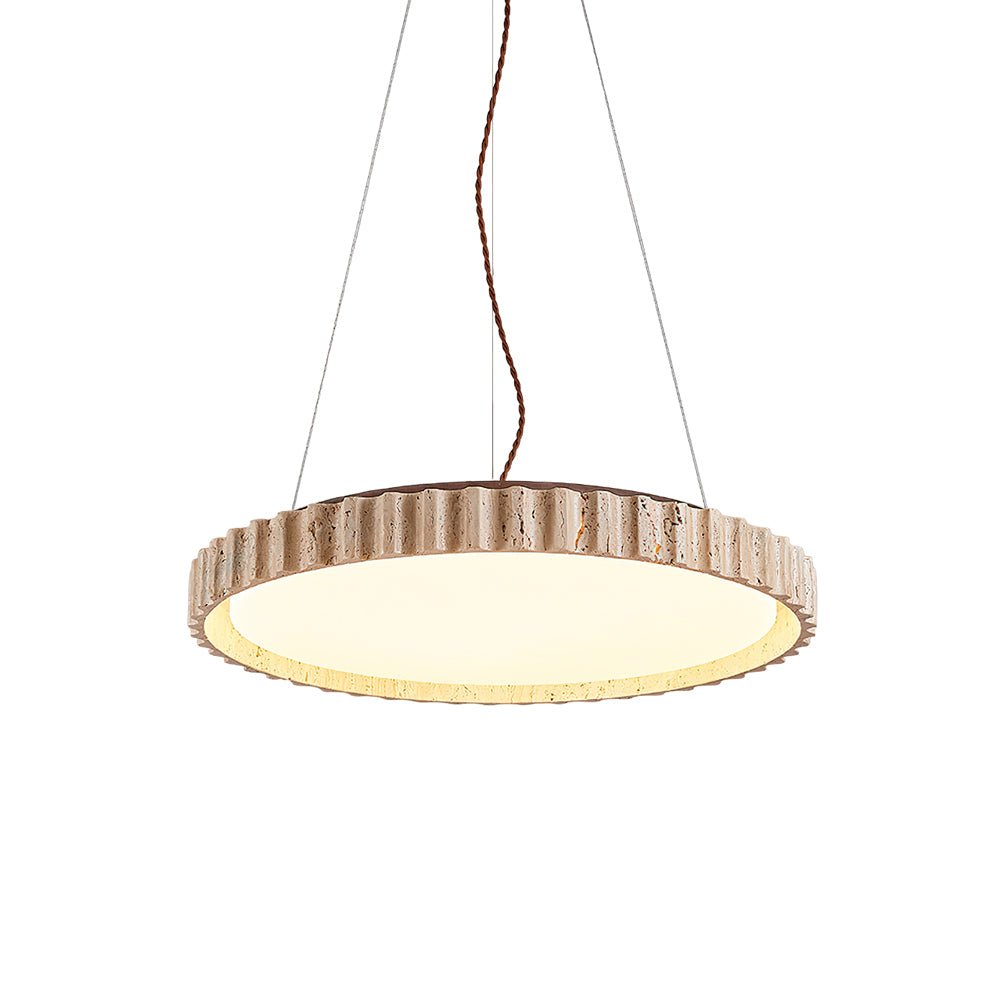 Elvenis Circular Travertine Pendant Light-Neutral Decor