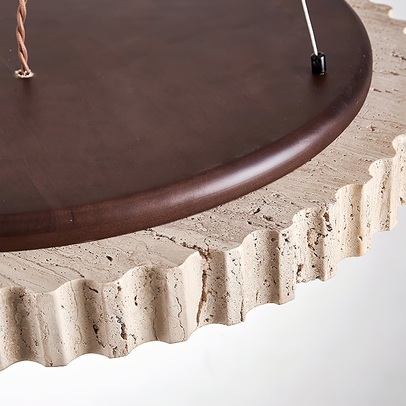 Elvenis Circular Travertine Pendant Light-Neutral Decor