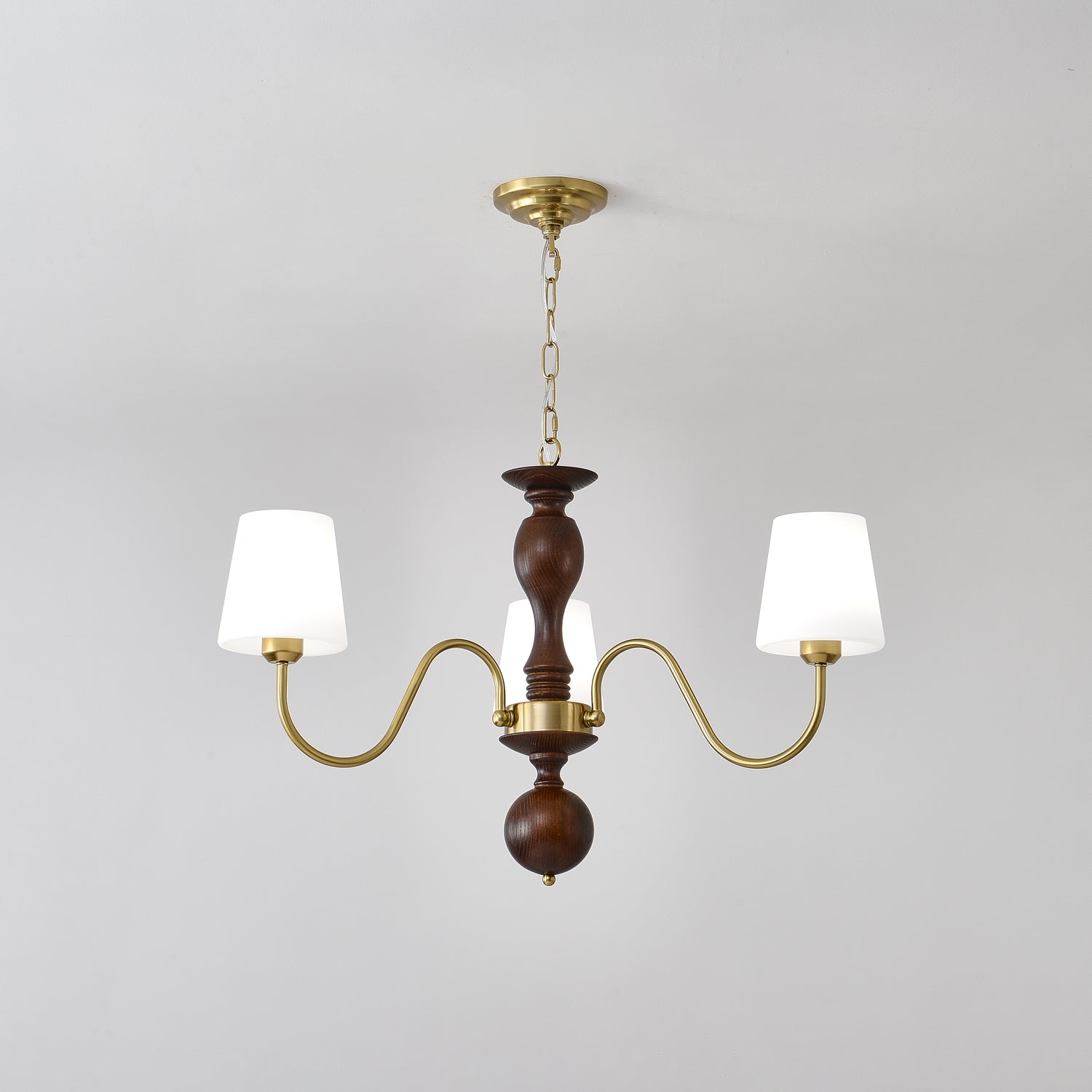 Vivena Chandelier Brass Wood Rustic Vintage-Neutral Decor