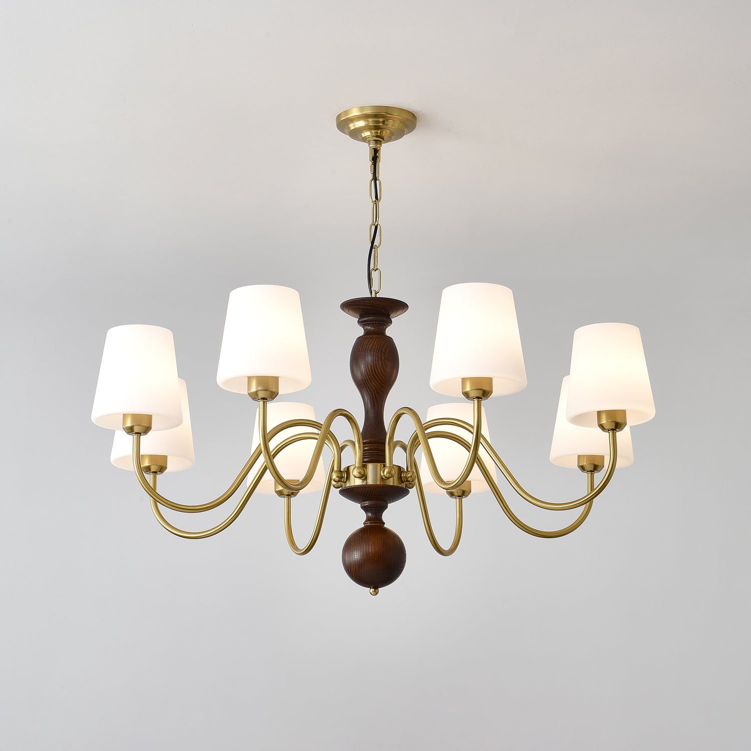 Vivena Chandelier Brass Wood Rustic Vintage-Neutral Decor