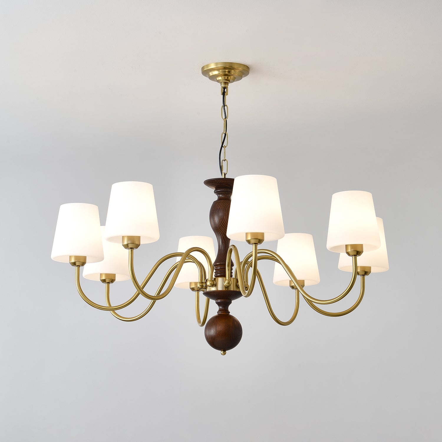 Vivena Chandelier Brass Wood Rustic Vintage-Neutral Decor