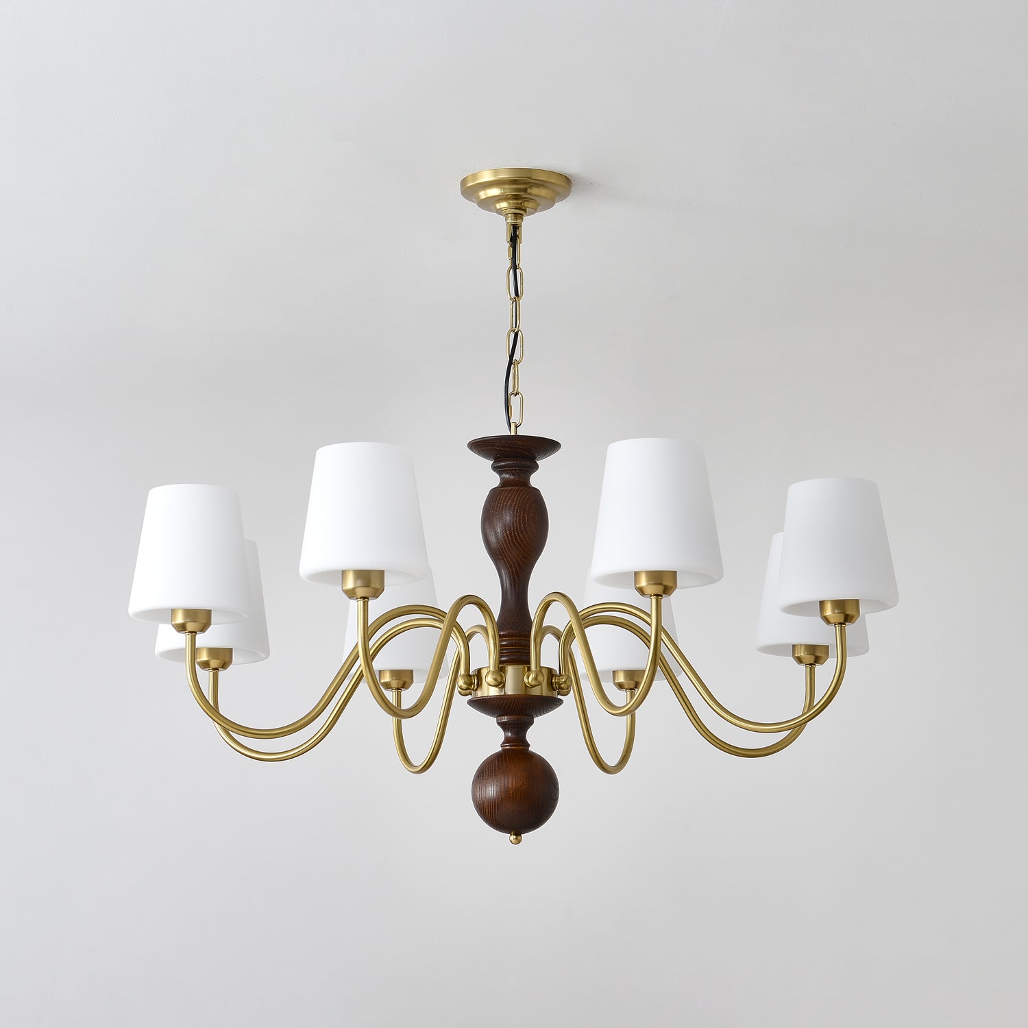 Vivena Chandelier Brass Wood Rustic Vintage-Neutral Decor