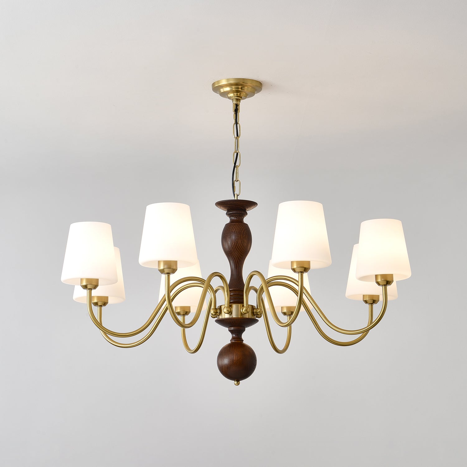 Vivena Chandelier Brass Wood Rustic Vintage-Neutral Decor