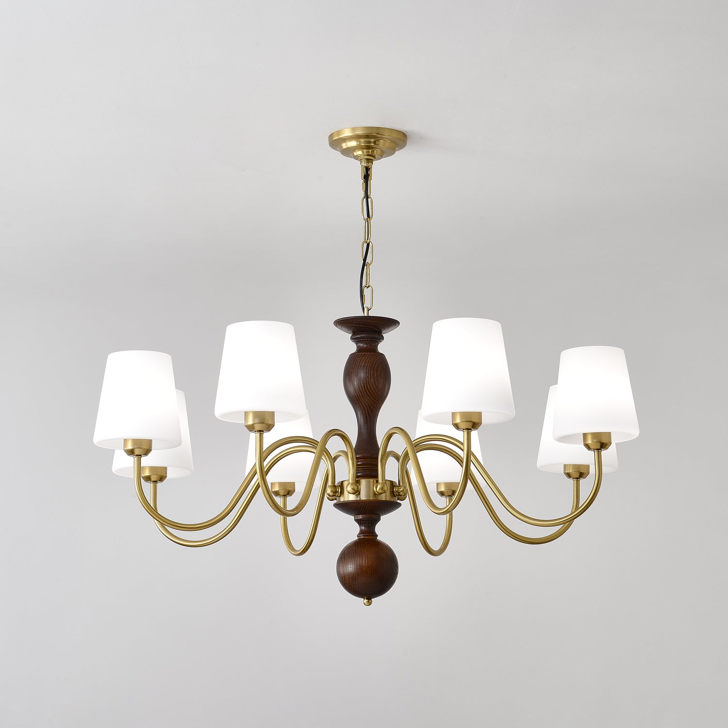 Vivena Chandelier Brass Wood Rustic Vintage-Neutral Decor
