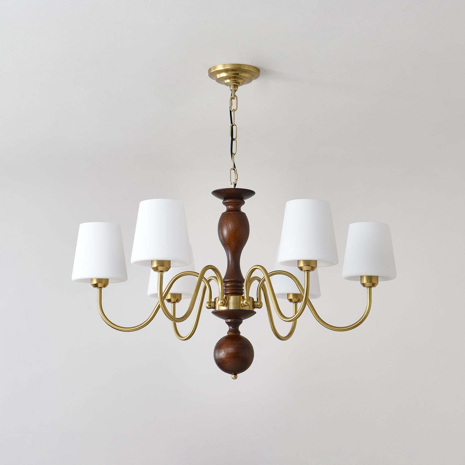 Vivena Chandelier Brass Wood Rustic Vintage-Neutral Decor
