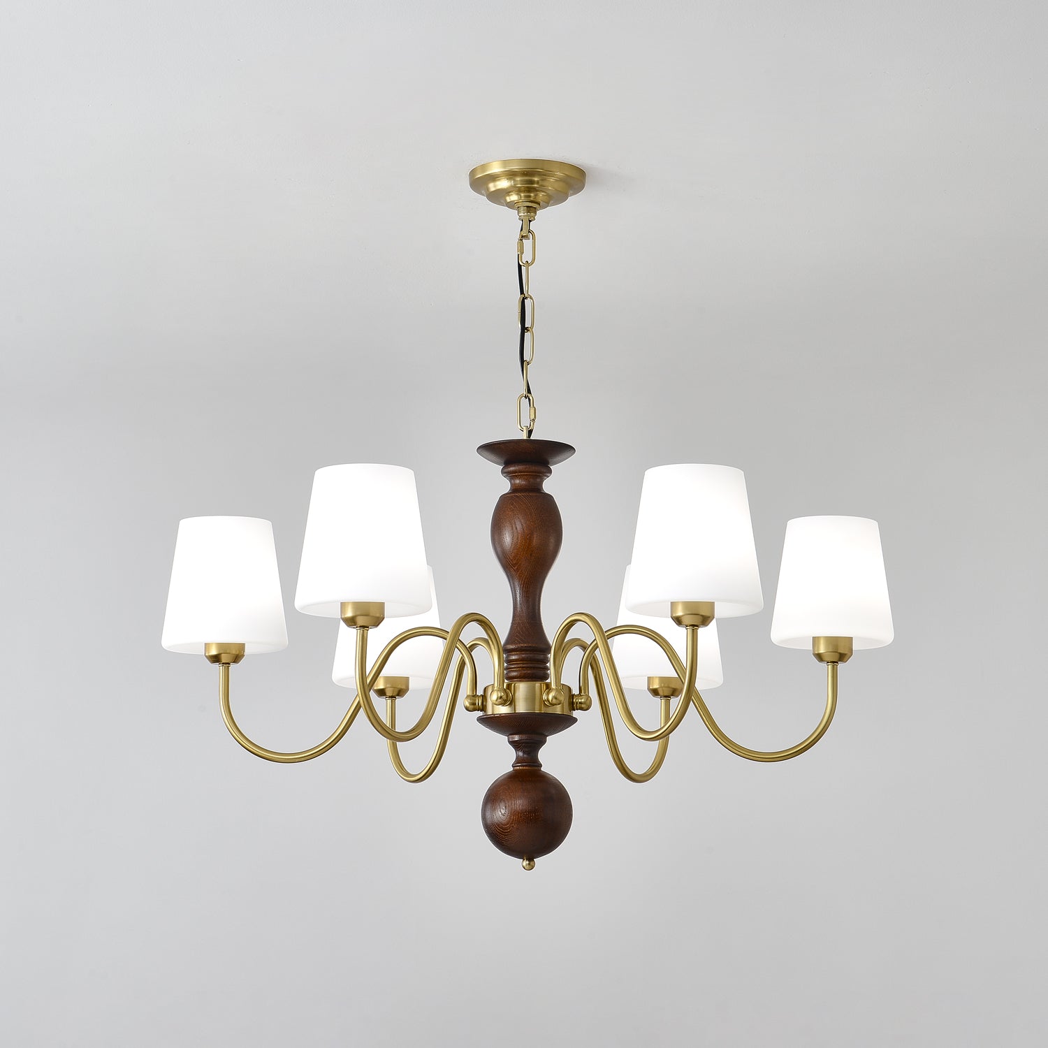Vivena Chandelier Brass Wood Rustic Vintage-Neutral Decor