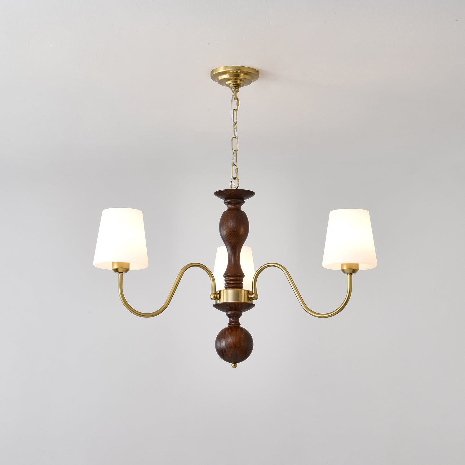 Vivena Chandelier Brass Wood Rustic Vintage-Neutral Decor