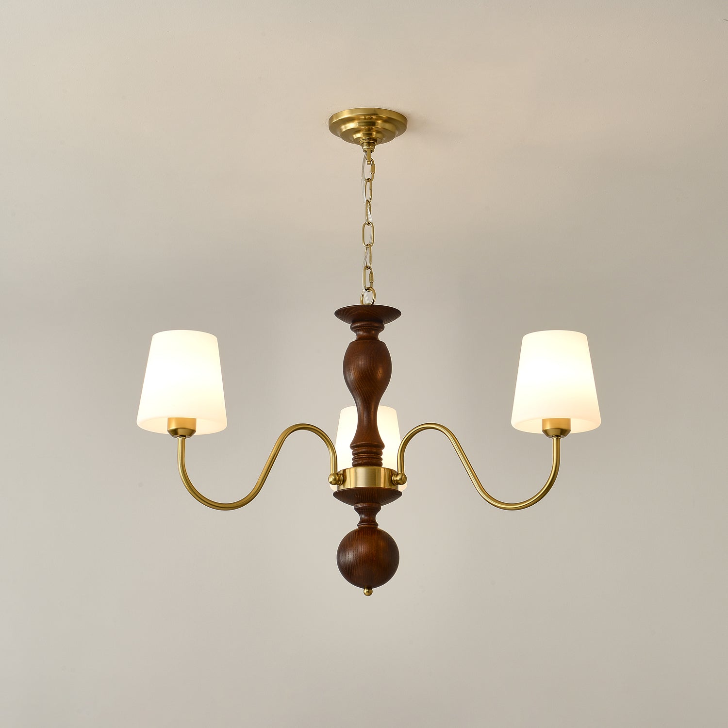 Vivena Chandelier Brass Wood Rustic Vintage-Neutral Decor