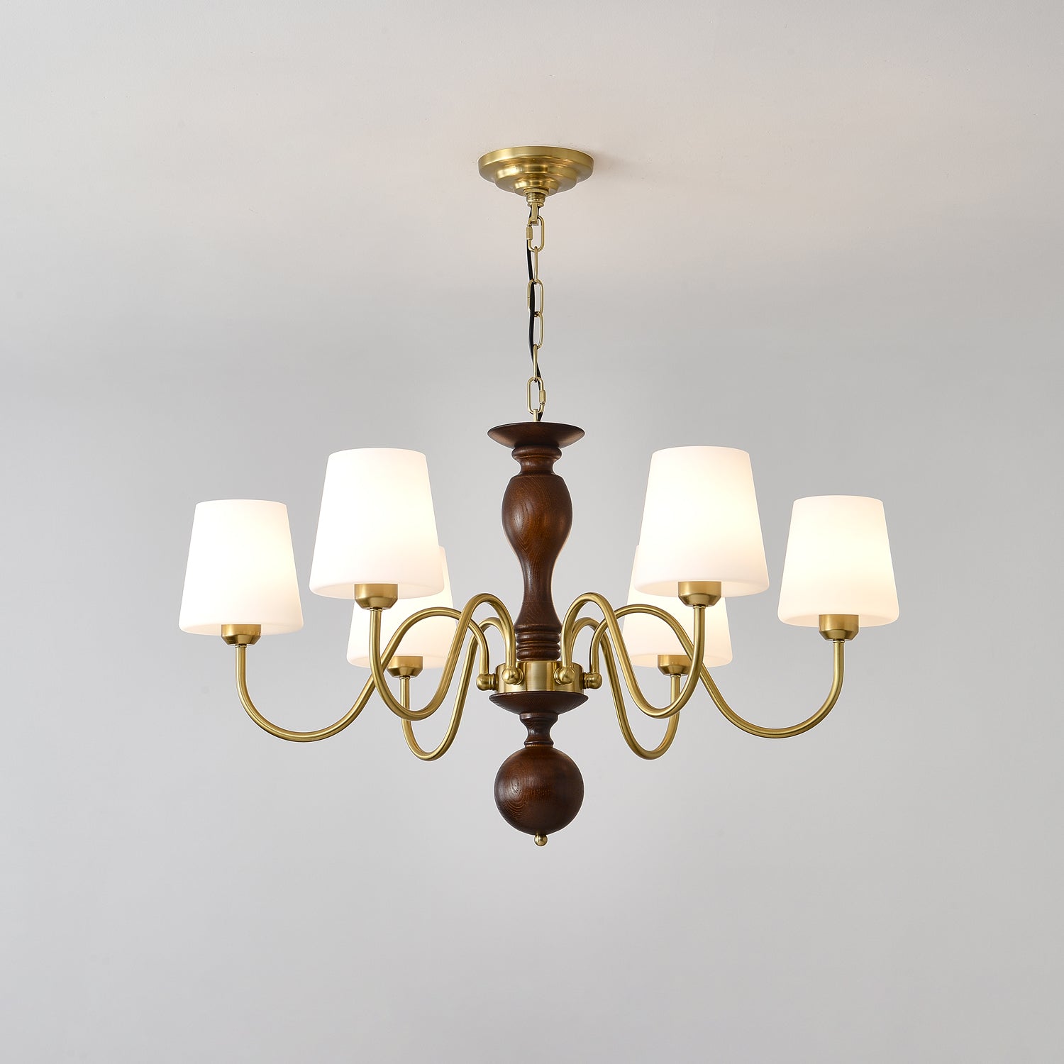 Vivena Chandelier Brass Wood Rustic Vintage-Neutral Decor