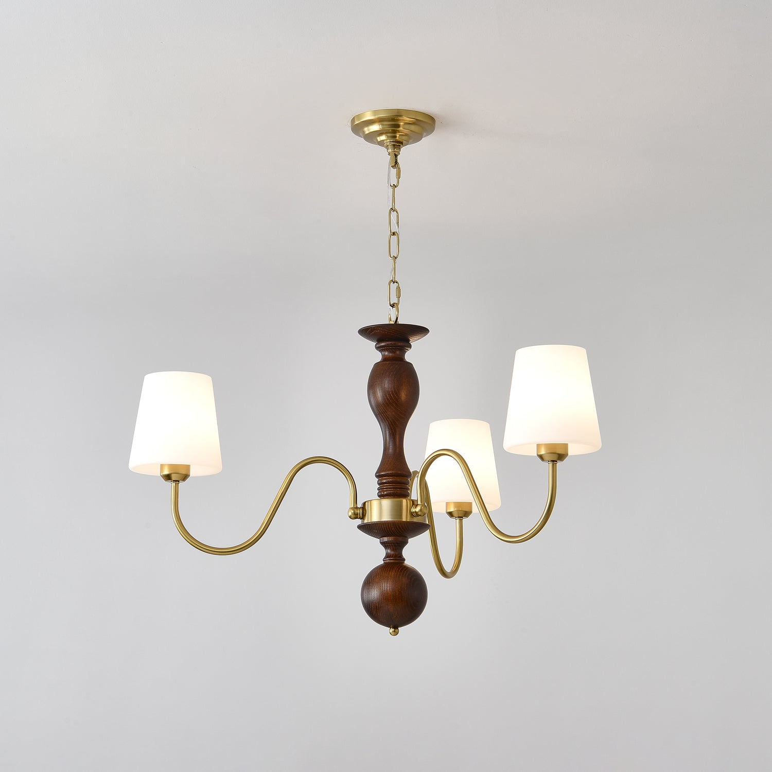 Vivena Chandelier Brass Wood Rustic Vintage-Neutral Decor