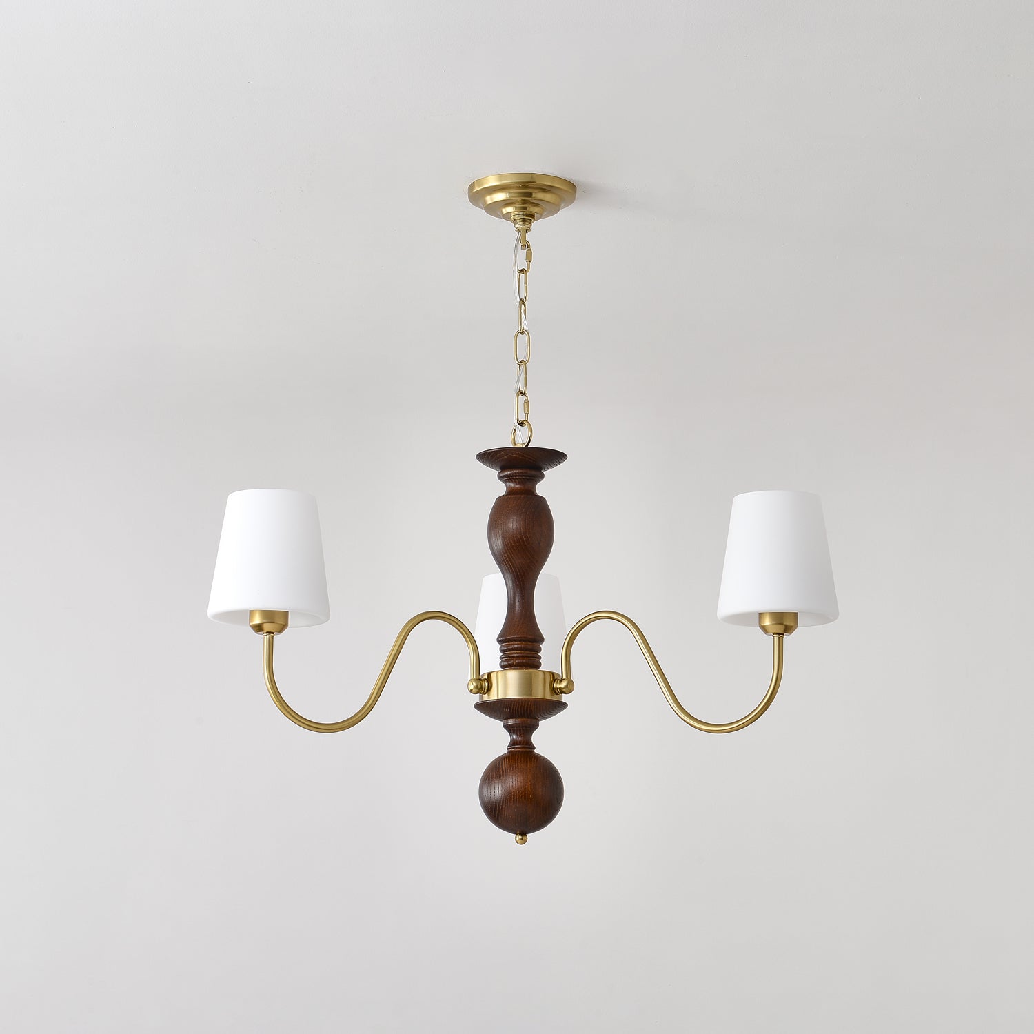 Vivena Chandelier Brass Wood Rustic Vintage-Neutral Decor