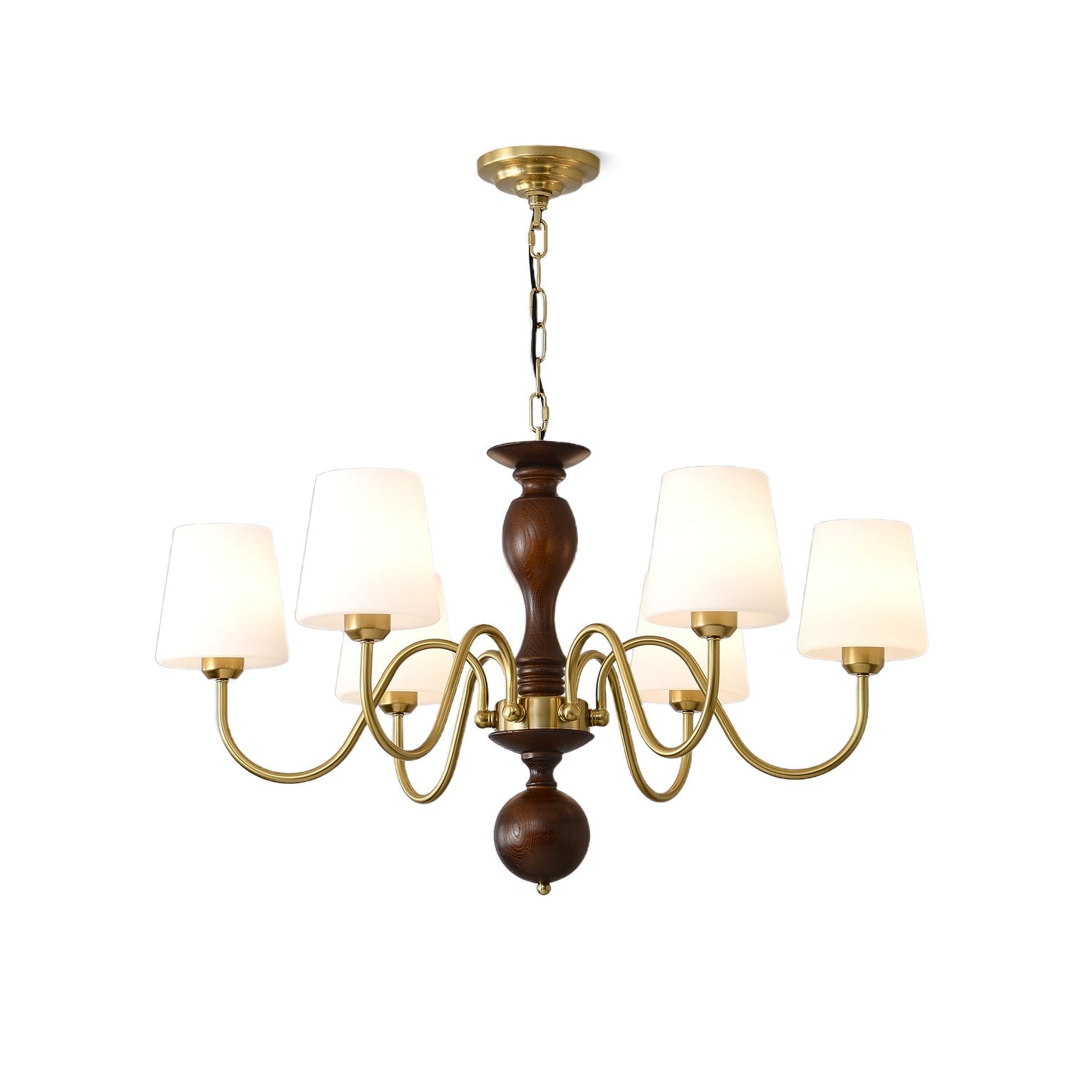 Vivena Chandelier Brass Wood Rustic Vintage-Neutral Decor