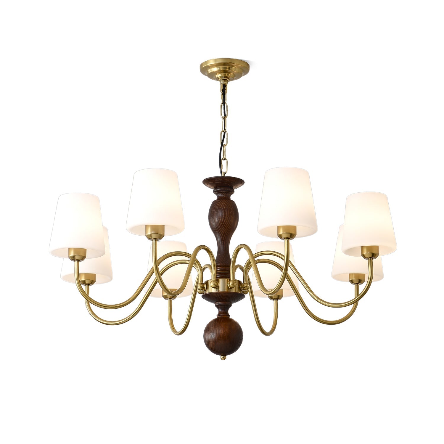 Vivena Chandelier Brass Wood Rustic Vintage-Neutral Decor