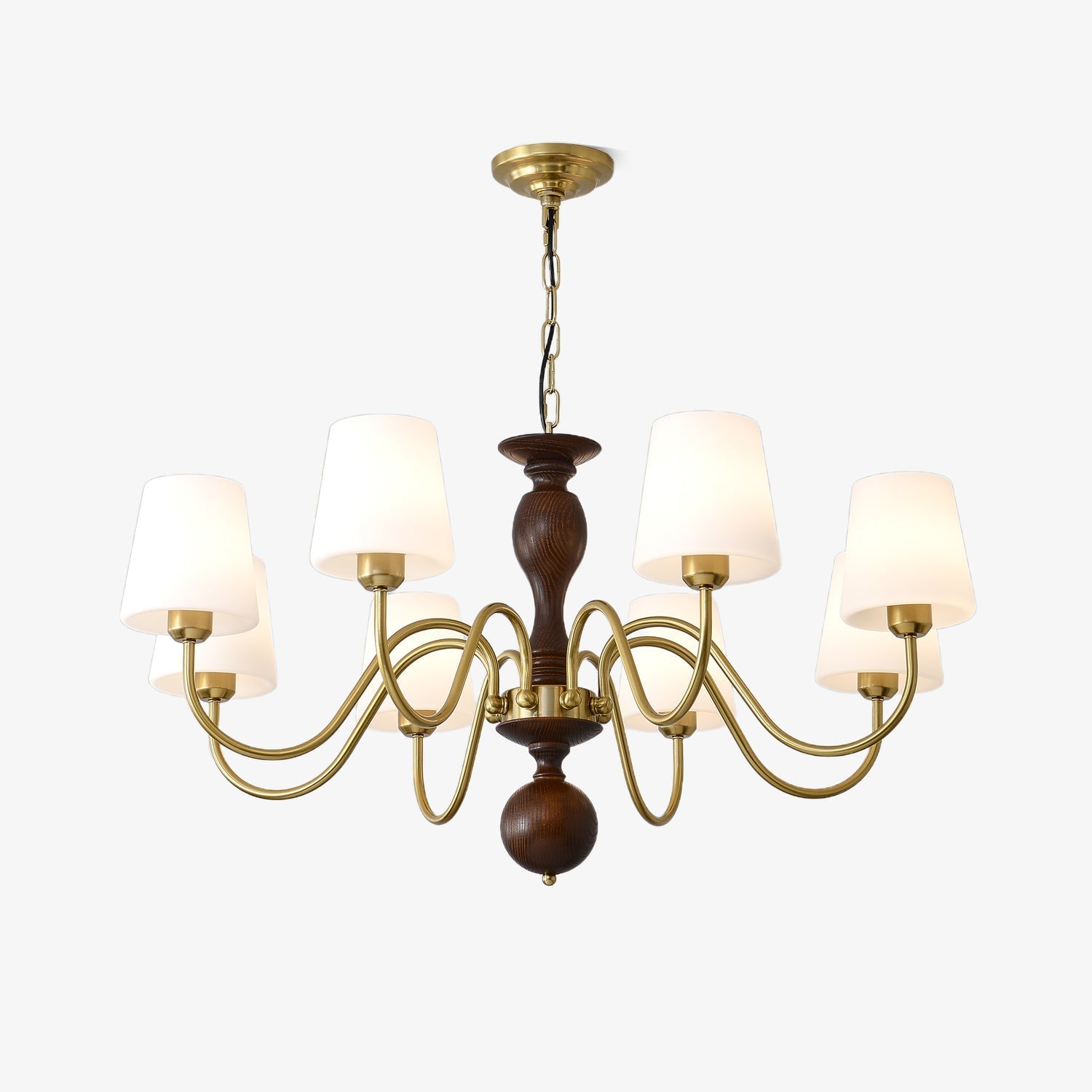 Vivena Chandelier Brass Wood Rustic Vintage-Neutral Decor