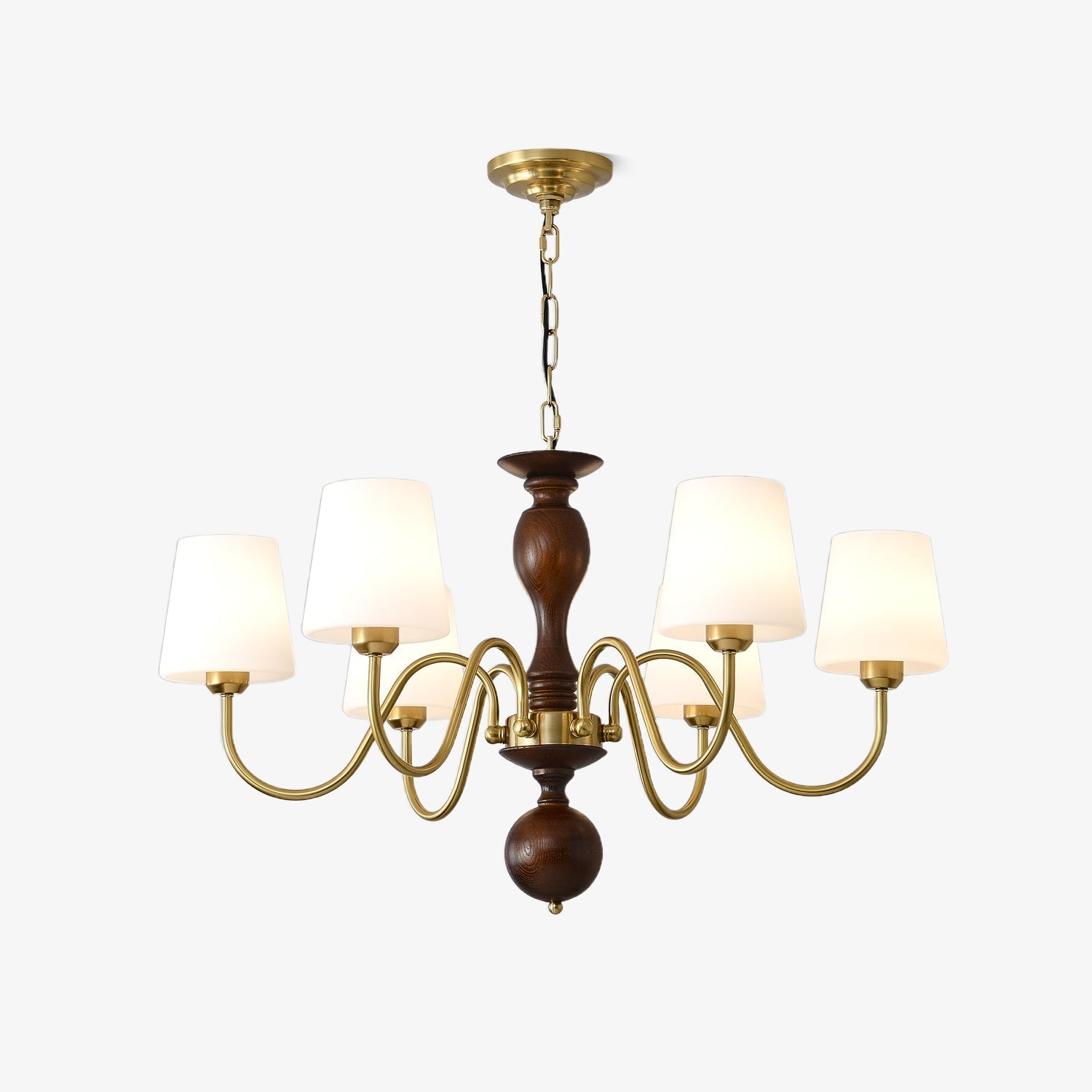 Vivena Chandelier Brass Wood Rustic Vintage-Neutral Decor