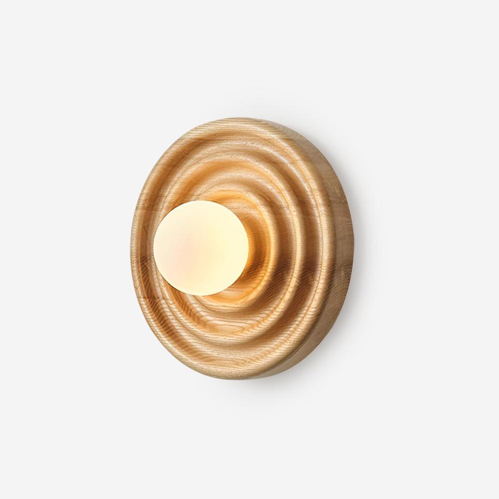 Liora Wall Lamp Ripple with Ash Wood Body and Glass Globe Shade-Neutral Decor