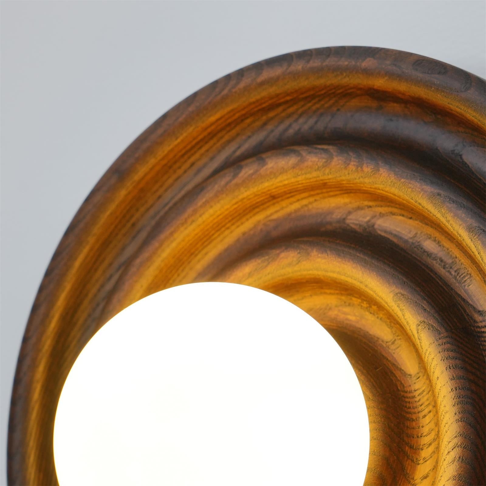 Liora Wall Lamp Ripple with Ash Wood Body and Glass Globe Shade-Neutral Decor