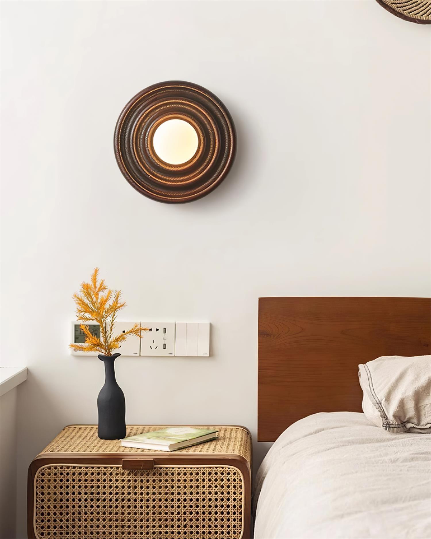 Liora Wall Lamp Ripple with Ash Wood Body and Glass Globe Shade-Neutral Decor