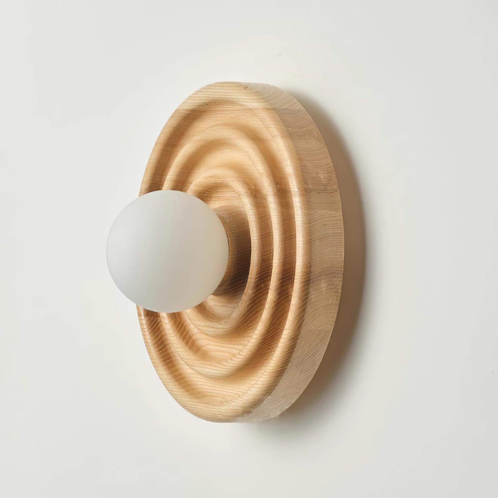 Liora Wall Lamp Ripple with Ash Wood Body and Glass Globe Shade-Neutral Decor