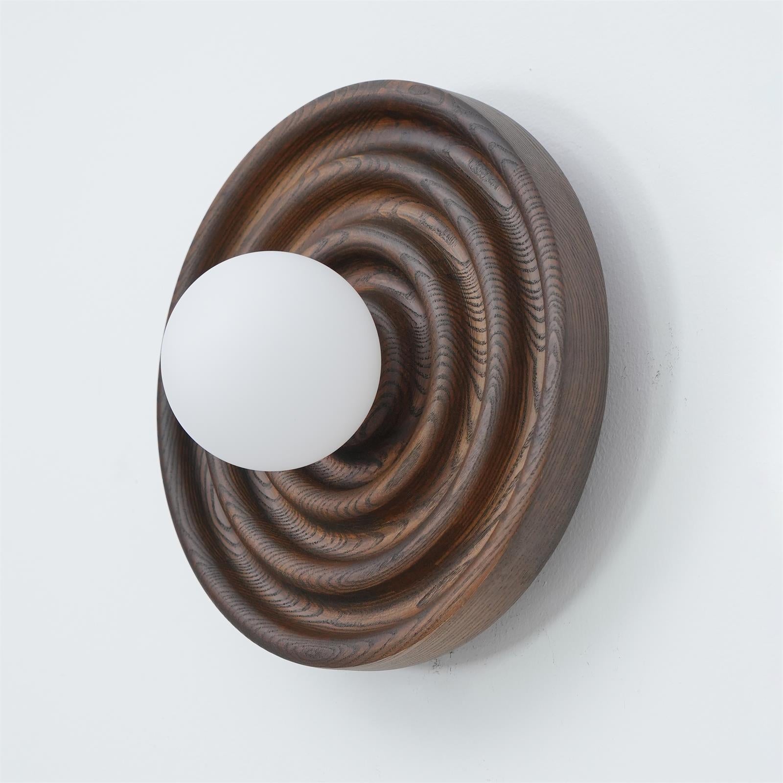 Liora Wall Lamp Ripple with Ash Wood Body and Glass Globe Shade-Neutral Decor