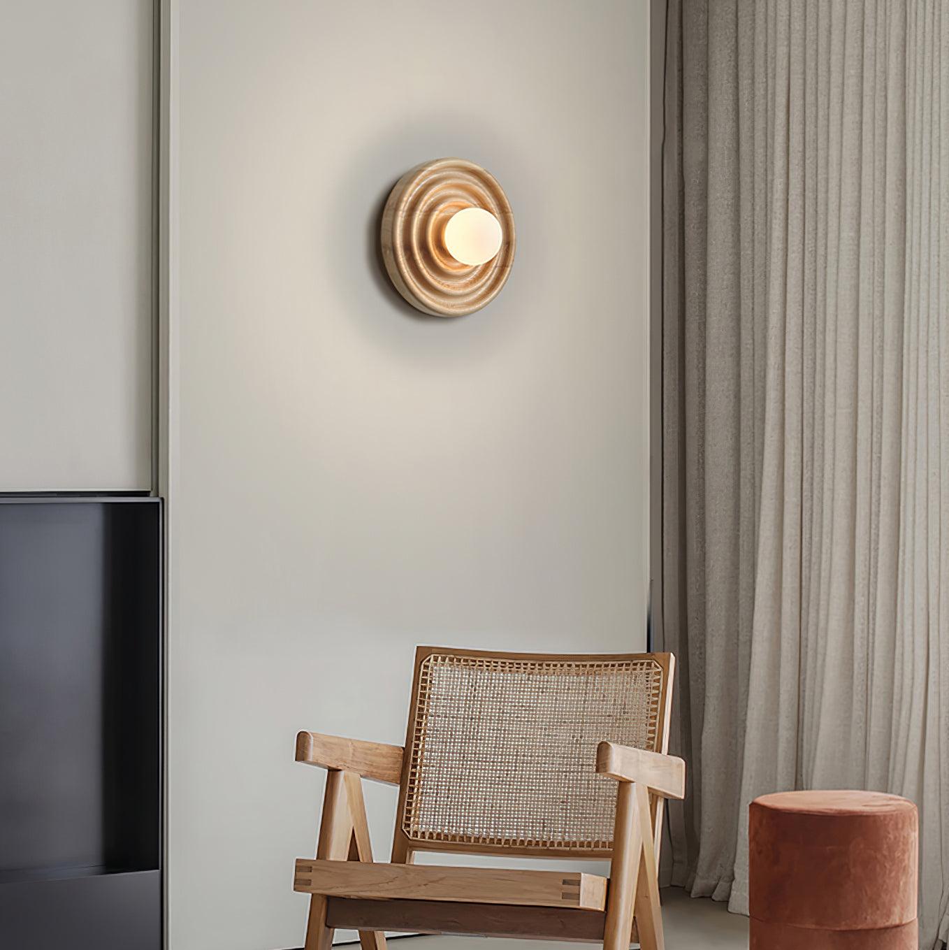 Liora Wall Lamp Ripple with Ash Wood Body and Glass Globe Shade-Neutral Decor