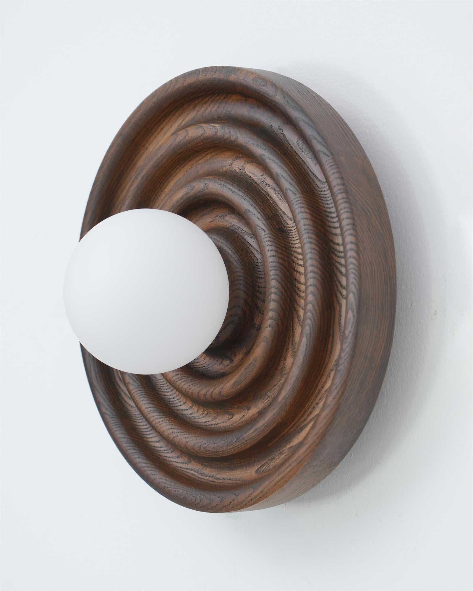 Liora Wall Lamp Ripple with Ash Wood Body and Glass Globe Shade-Neutral Decor