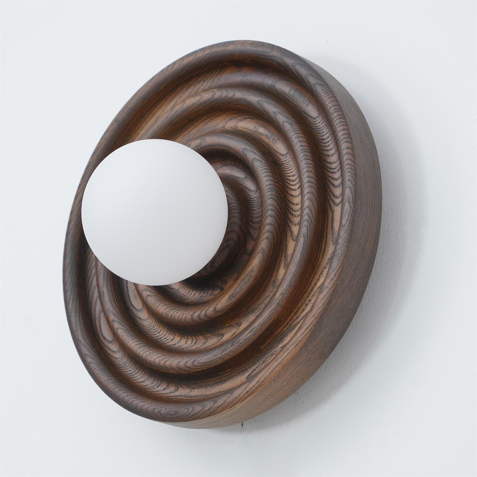 Liora Wall Lamp Ripple with Ash Wood Body and Glass Globe Shade-Neutral Decor