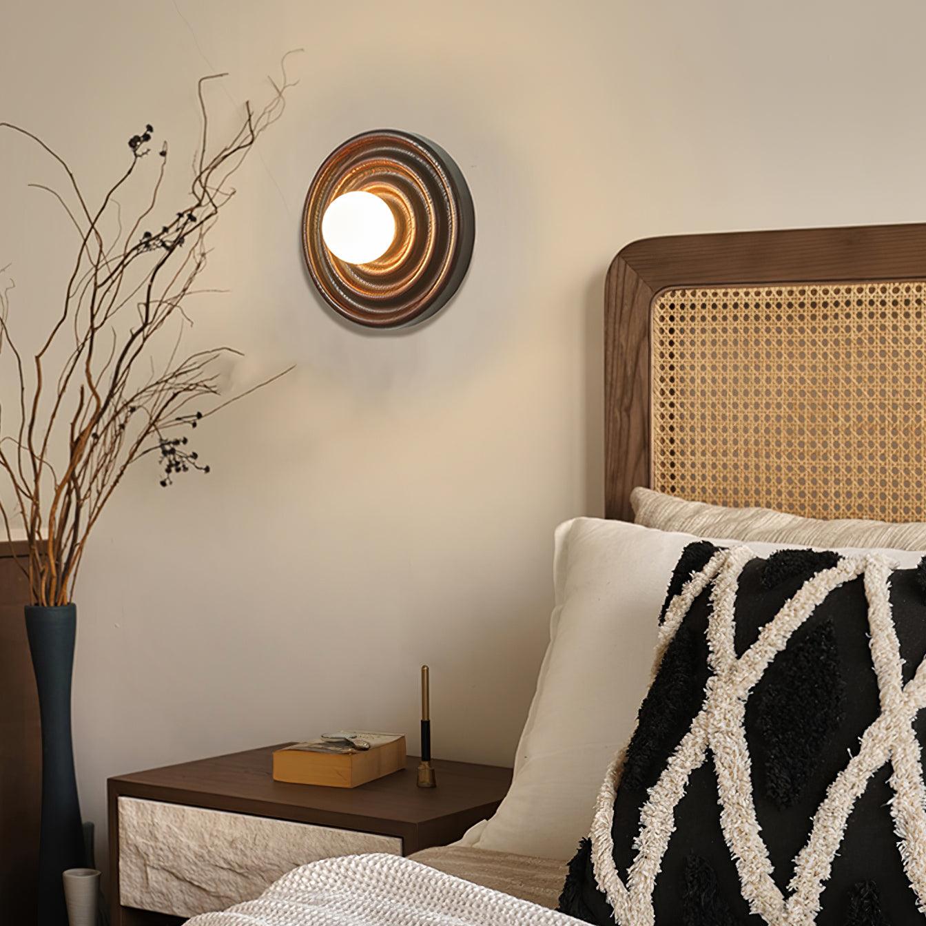 Liora Wall Lamp Ripple with Ash Wood Body and Glass Globe Shade-Neutral Decor