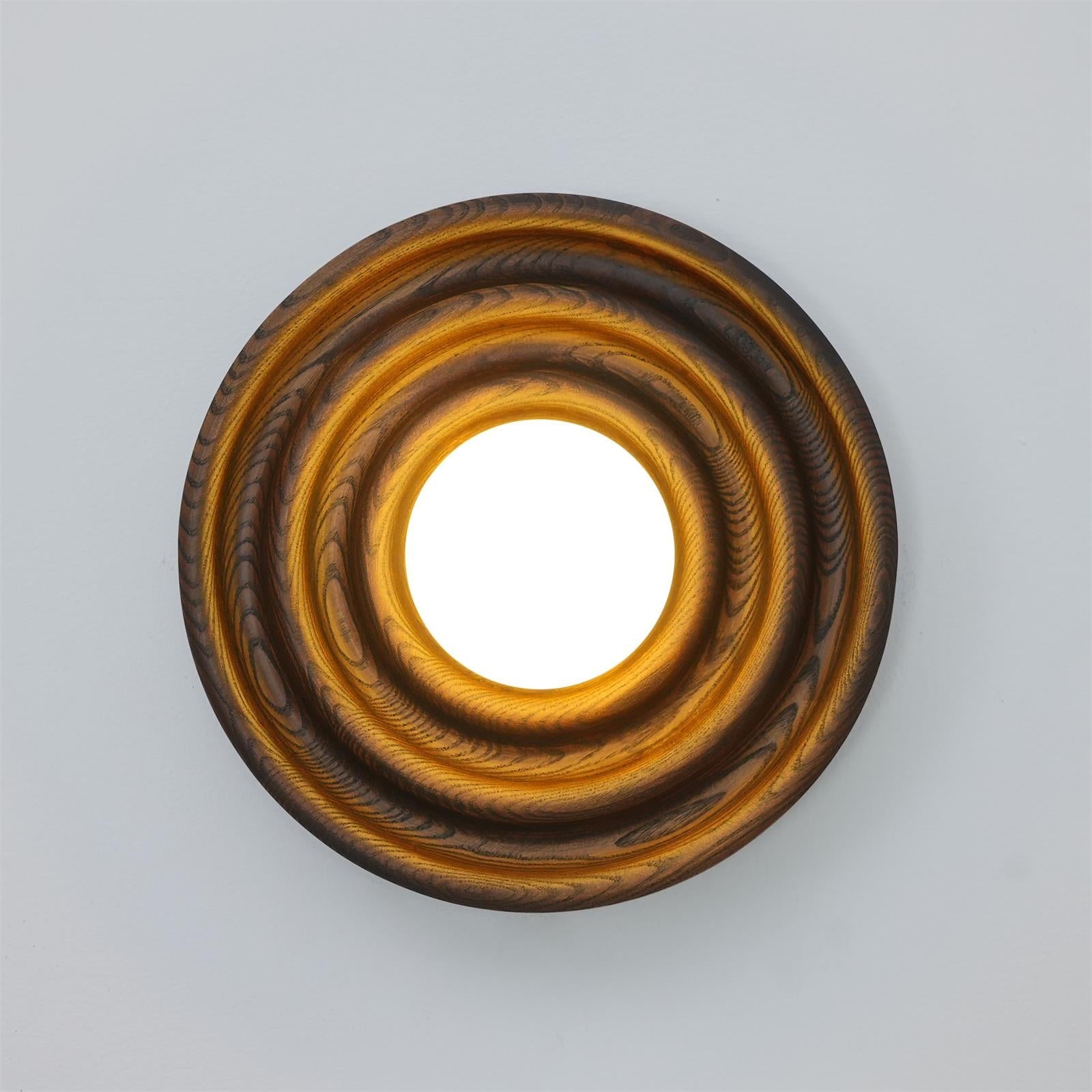 Liora Wall Lamp Ripple with Ash Wood Body and Glass Globe Shade-Neutral Decor