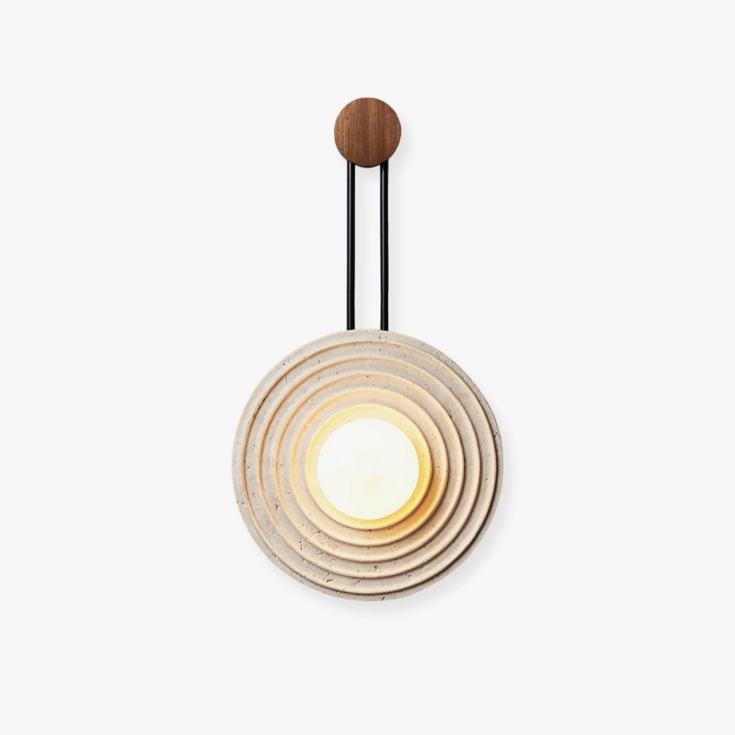 Isoror Spiral-Ring Travertine Wall Light-Neutral Decor