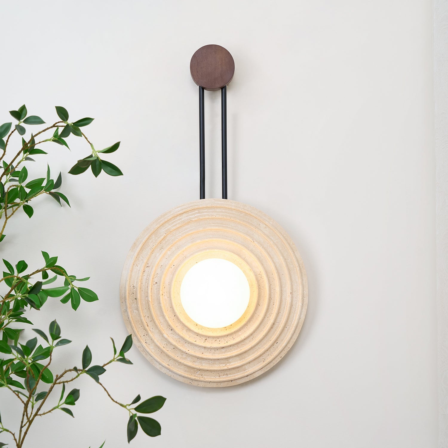 Isoror Spiral-Ring Travertine Wall Light-Neutral Decor