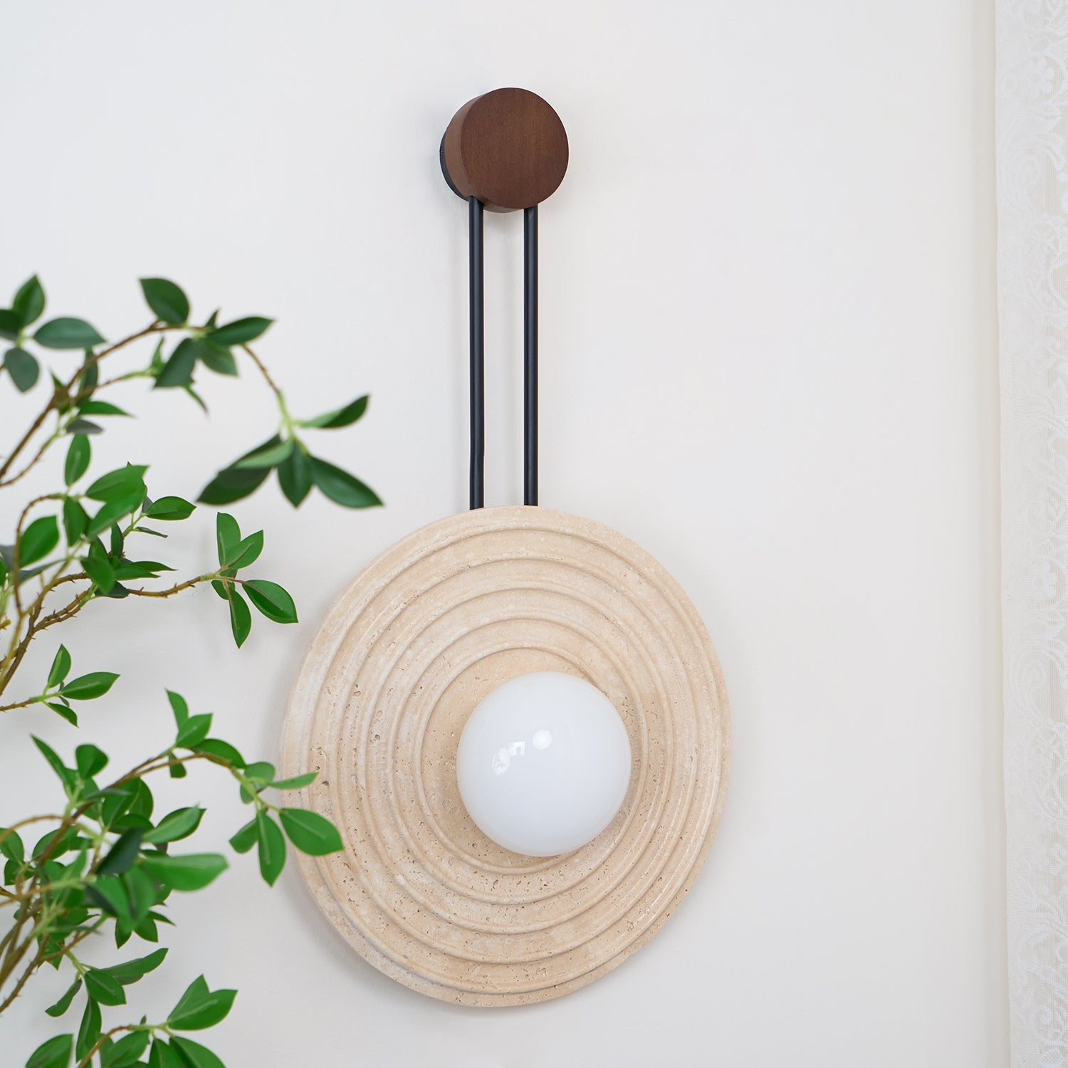 Isoror Spiral-Ring Travertine Wall Light-Neutral Decor