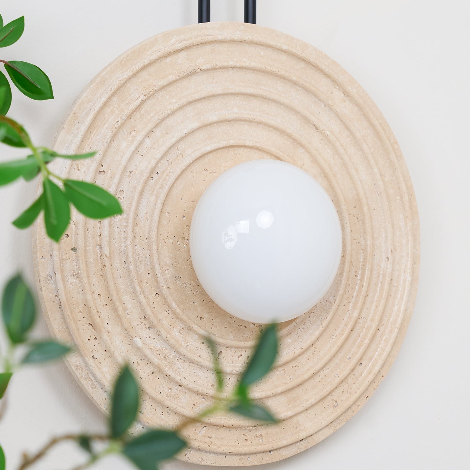 Isoror Spiral-Ring Travertine Wall Light-Neutral Decor