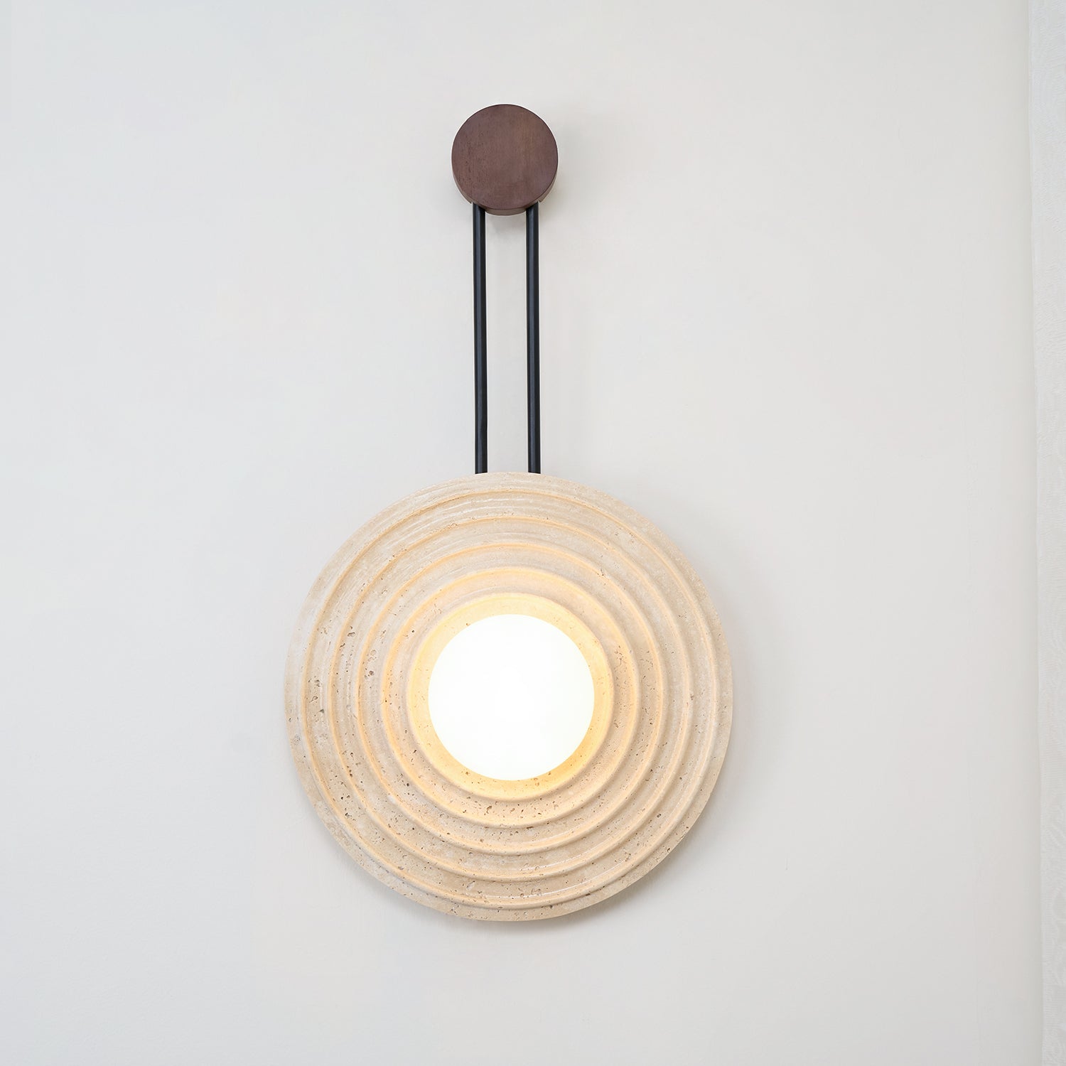 Isoror Spiral-Ring Travertine Wall Light-Neutral Decor