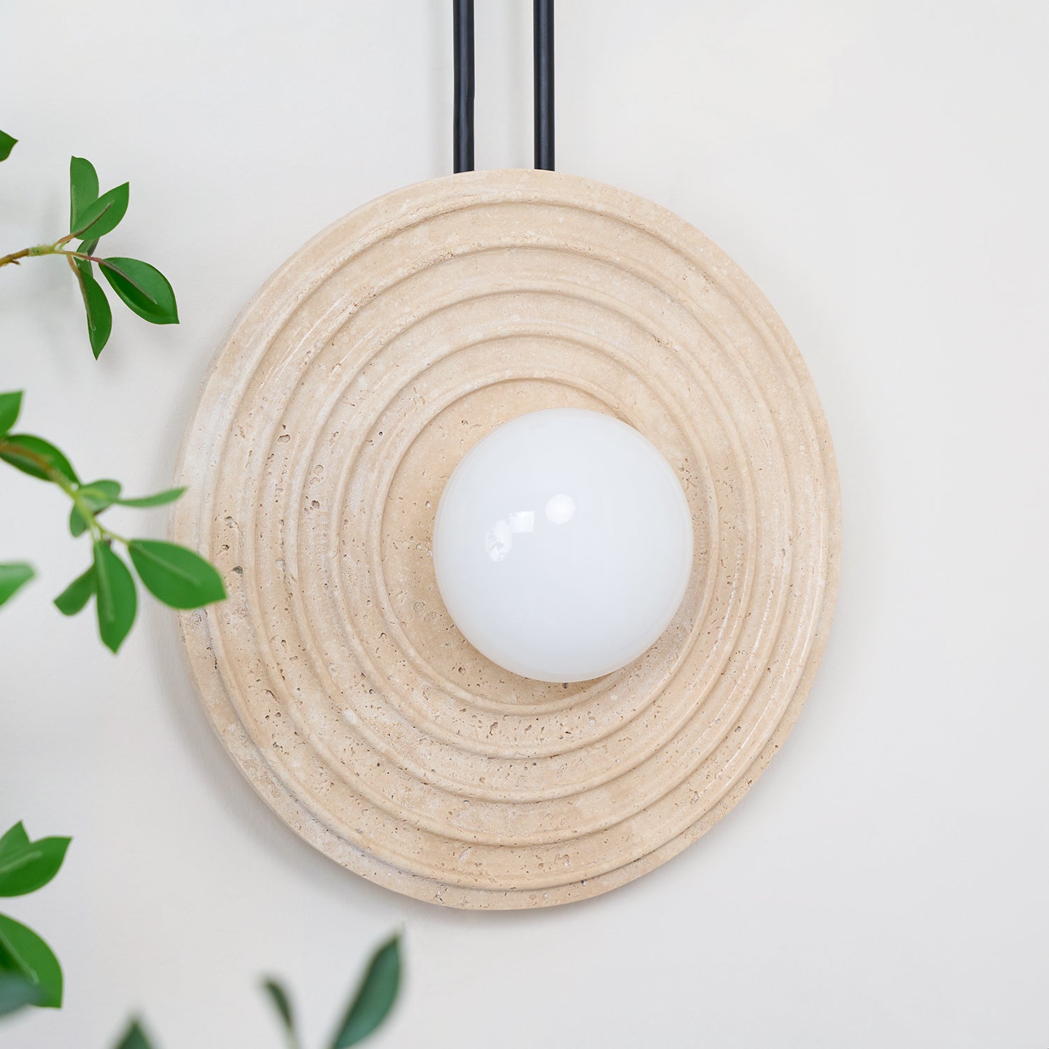 Isoror Spiral-Ring Travertine Wall Light-Neutral Decor