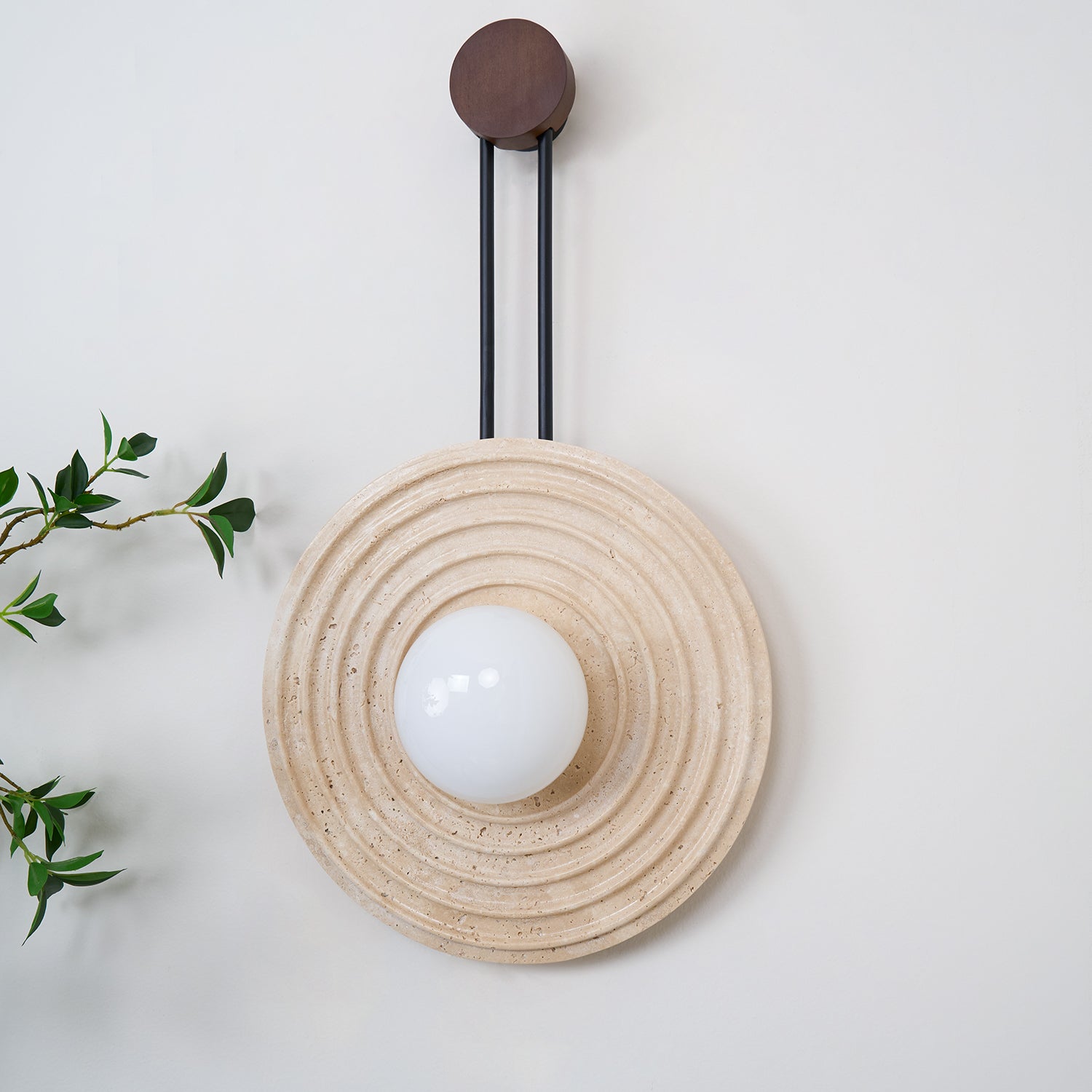 Isoror Spiral-Ring Travertine Wall Light-Neutral Decor