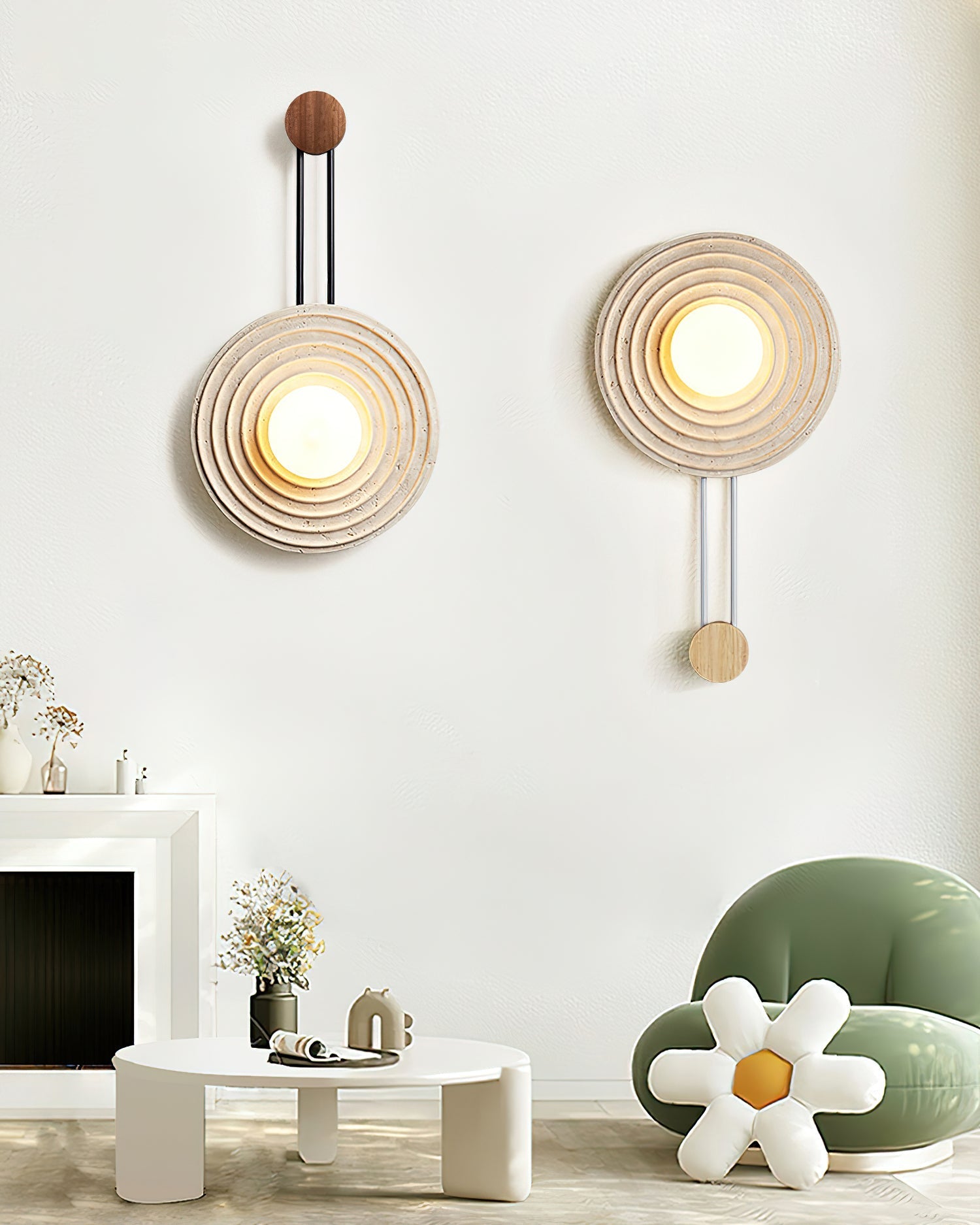 Isoror Spiral-Ring Travertine Wall Light-Neutral Decor